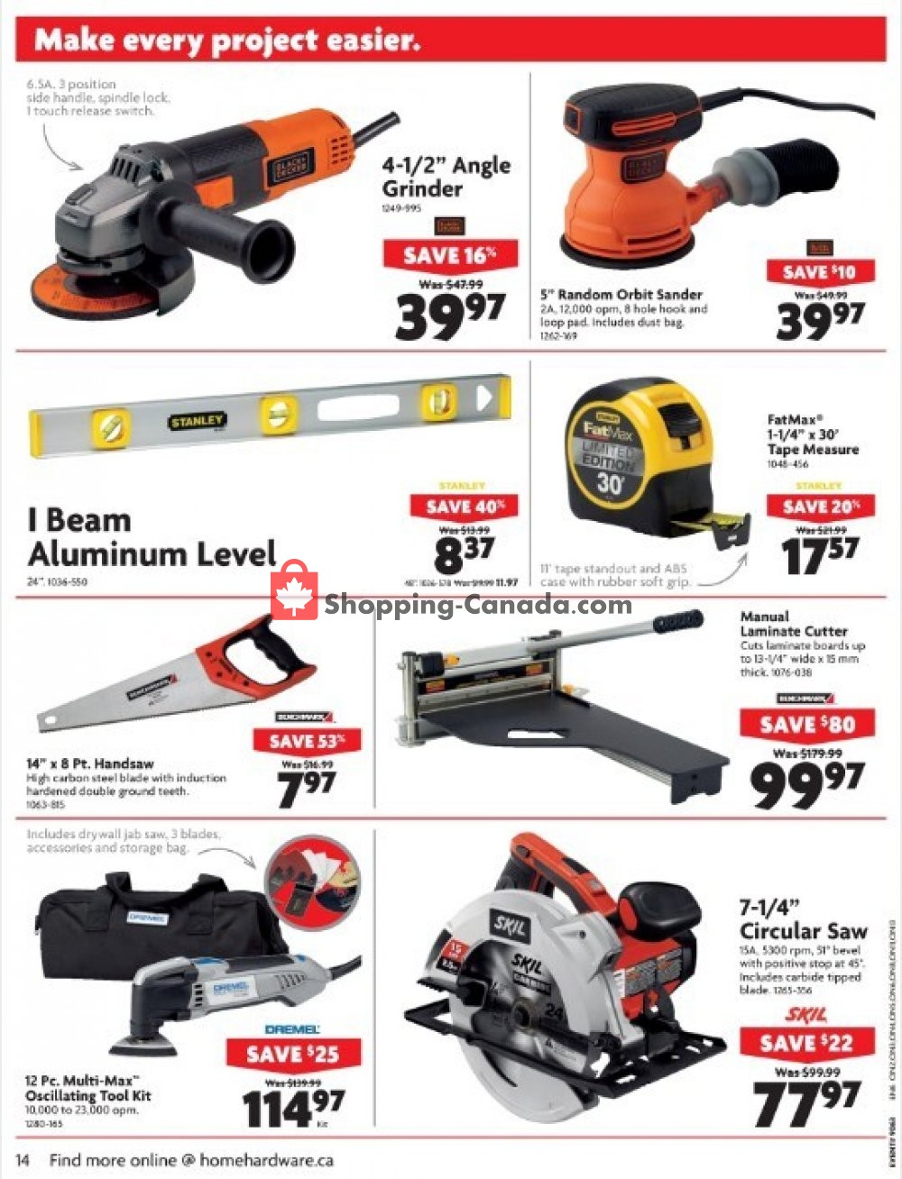 Home Hardware flyer from Wednesday October 10, 2018 to Tuesday October 16, 2018 - page 14