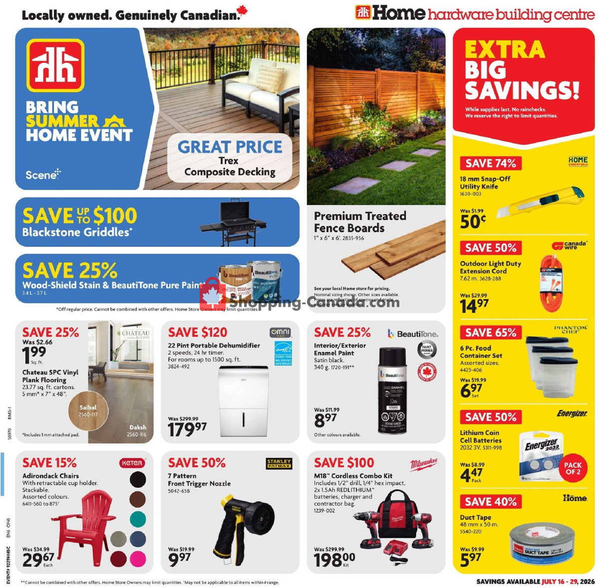 Home Hardware flyer from Thursday July 16, 2026 to Wednesday July 29, 2026 - page 1