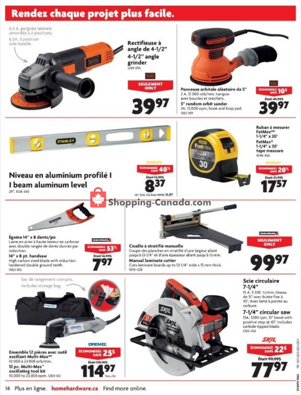 Home Hardware flyer from Wednesday October 10, 2018 to Tuesday October 16, 2018 - page 14