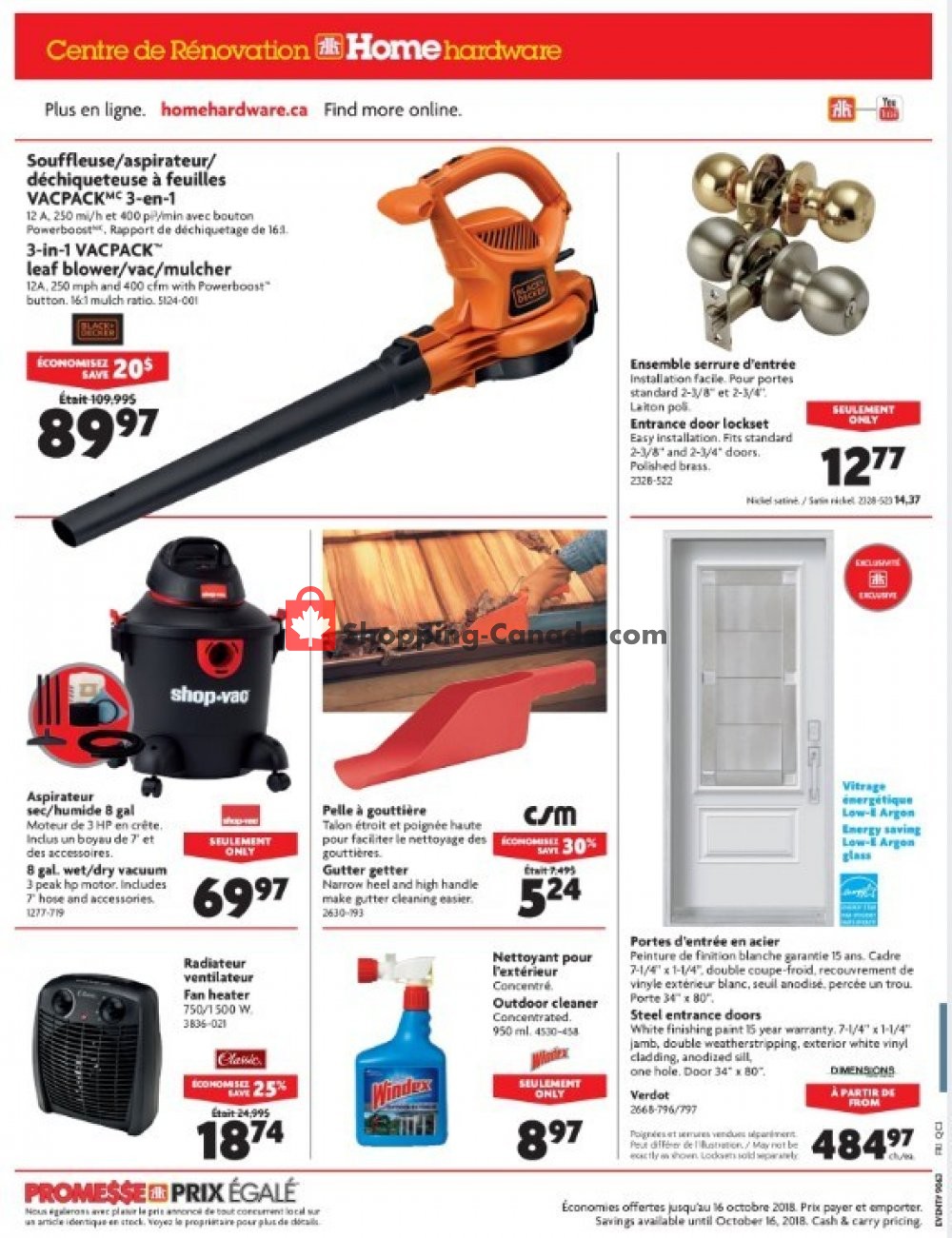 Home Hardware flyer from Wednesday October 10, 2018 to Tuesday October 16, 2018 - page 16