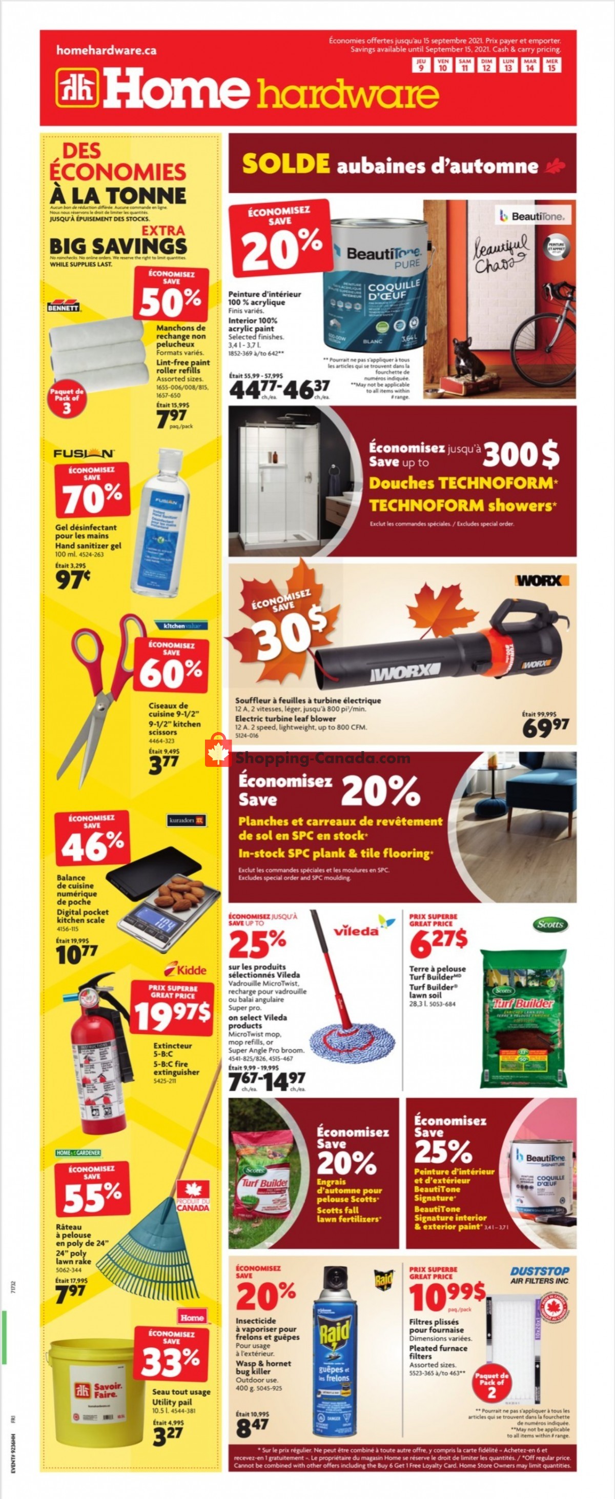 Home Hardware flyer from Thursday September 9, 2021 to Wednesday September 15, 2021 - page 1