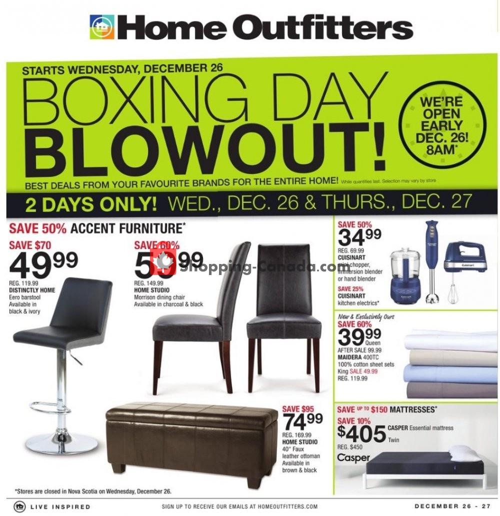Home Outfitters flyer from Wednesday December 26, 2018 to Thursday December 27, 2018 - page 1