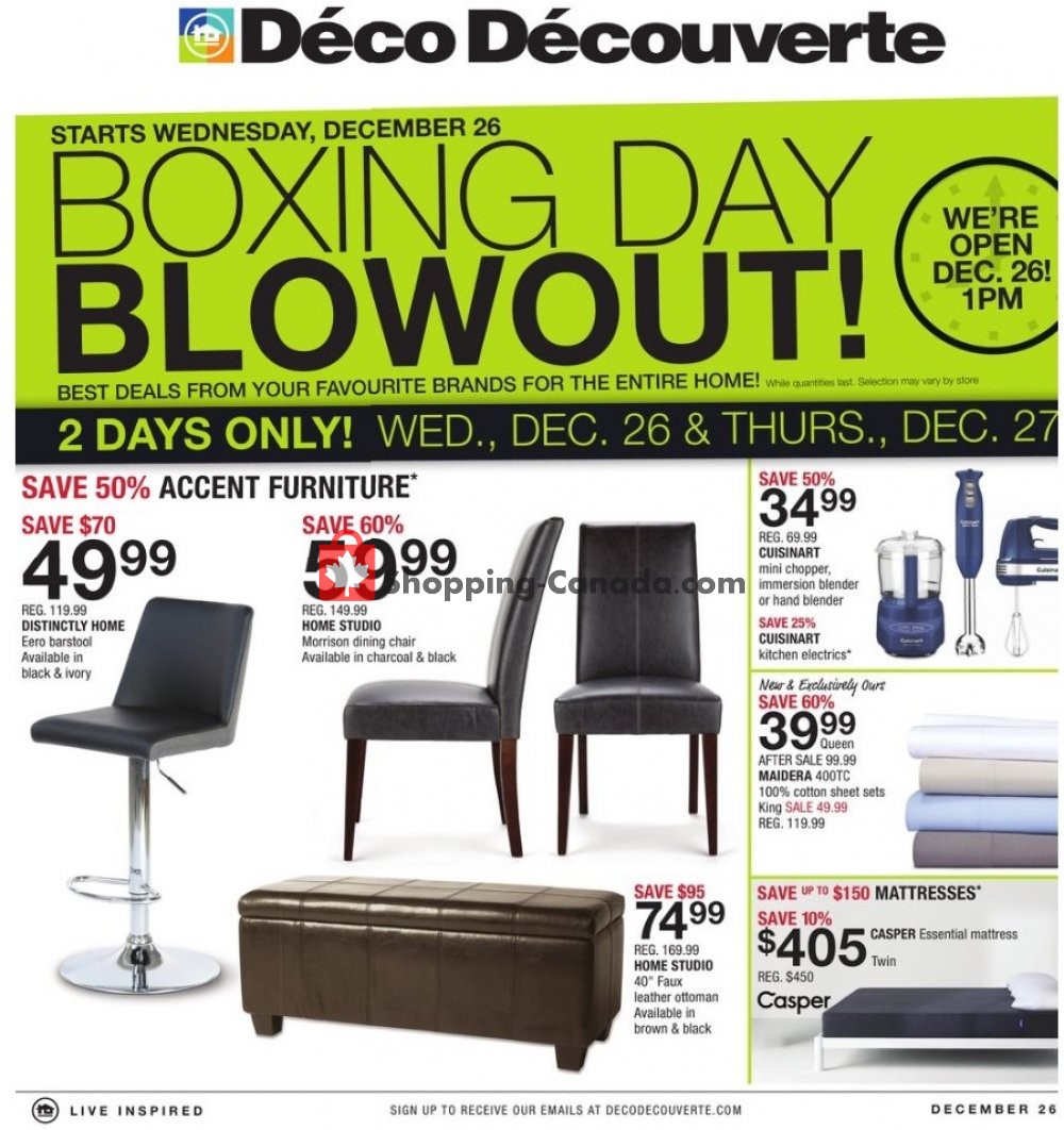 Home Outfitters flyer from Wednesday December 26, 2018 to Thursday December 27, 2018 - page 1