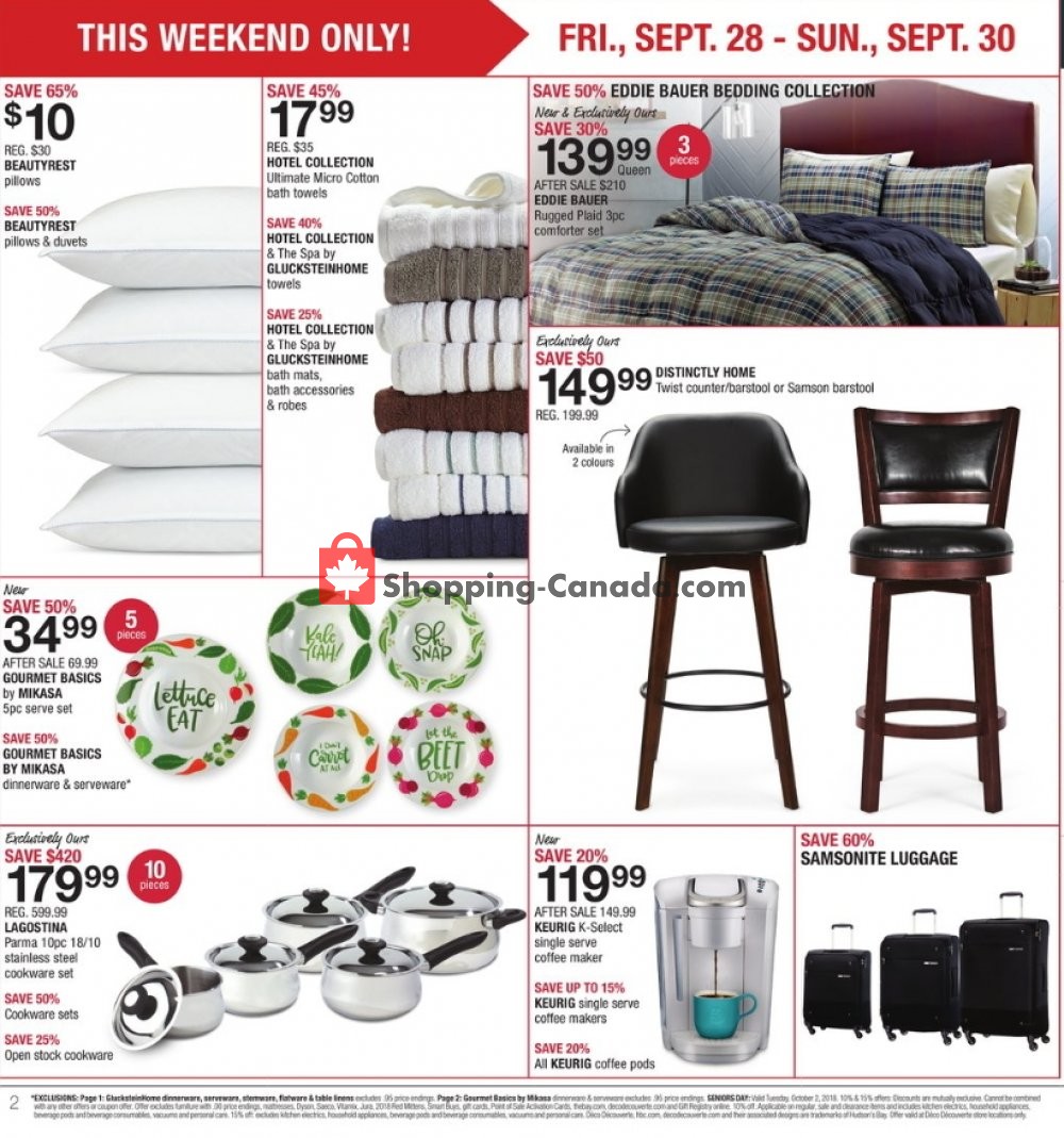 Home Outfitters flyer from Friday September 28, 2018 to Thursday October 4, 2018 - page 2