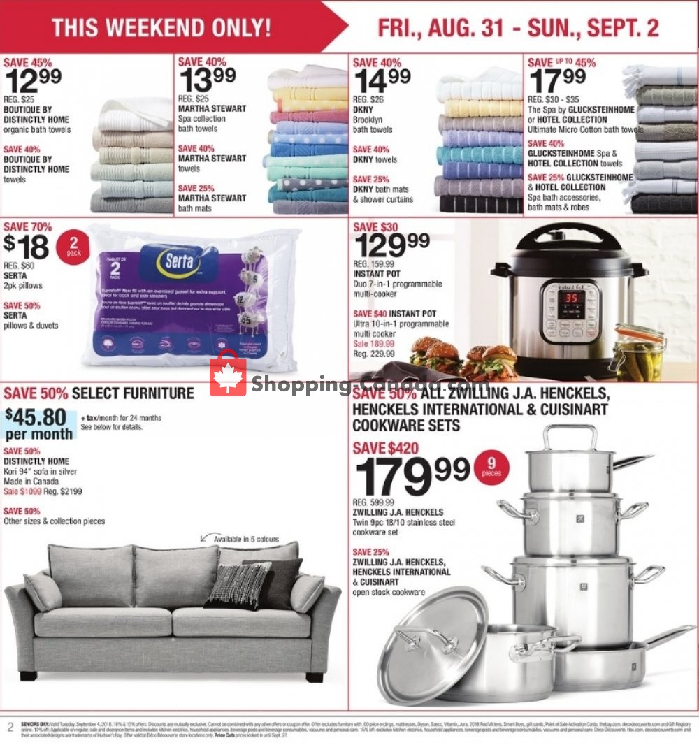 Home Outfitters flyer from Friday August 31, 2018 to Thursday September 6, 2018 - page 2