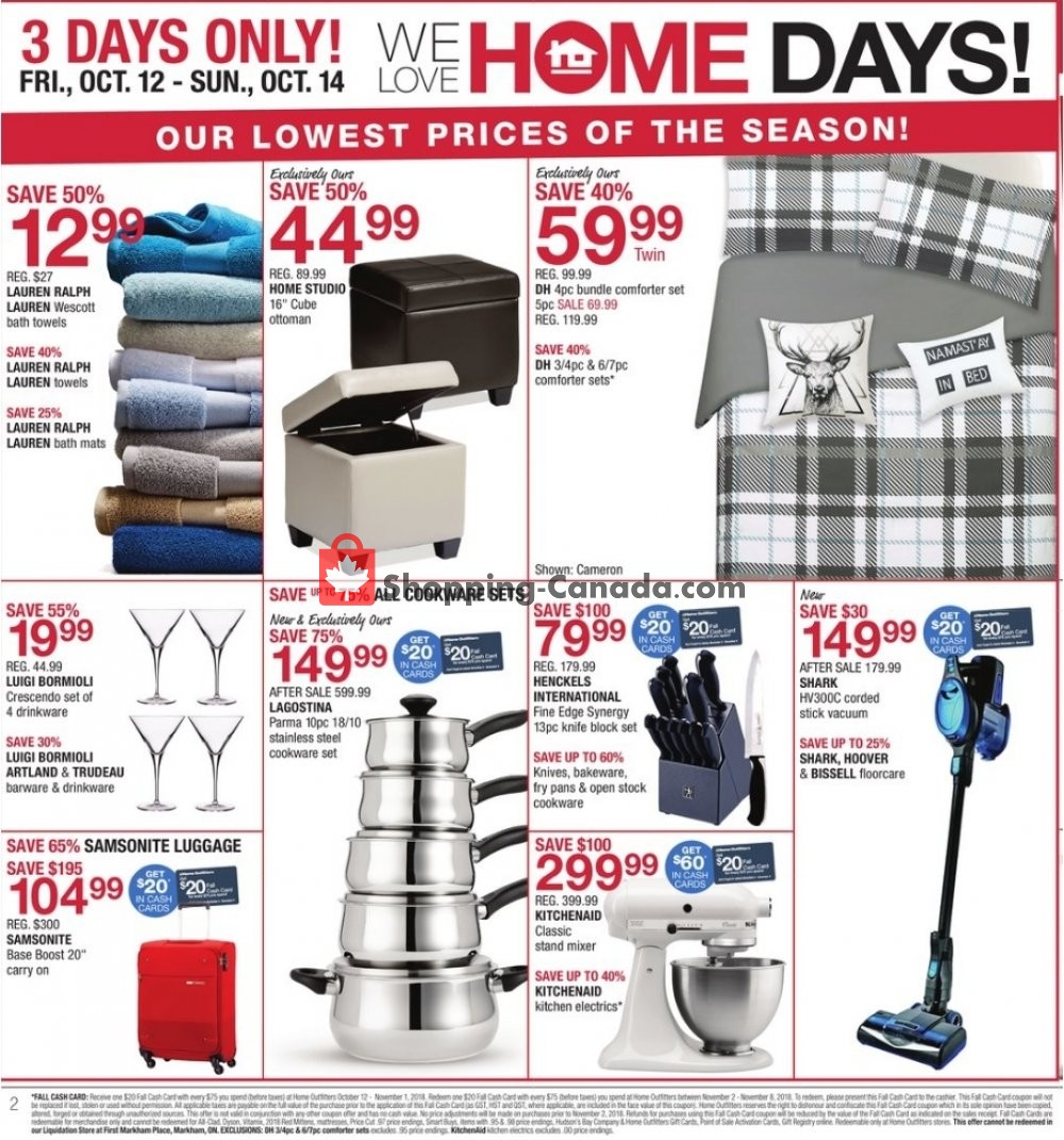 Home Outfitters flyer from Friday October 12, 2018 to Thursday October 18, 2018 - page 2