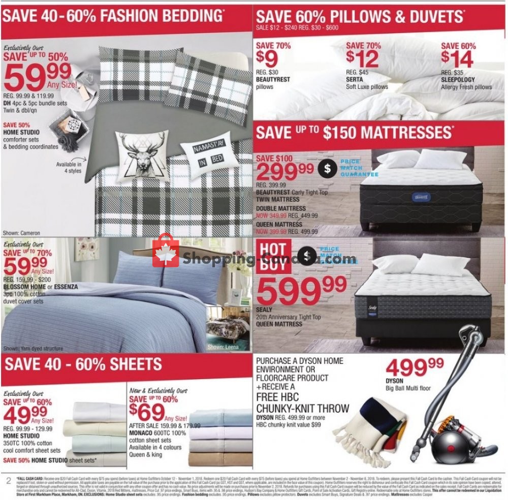 Home Outfitters flyer from Friday October 26, 2018 to Thursday November 1, 2018 - page 2