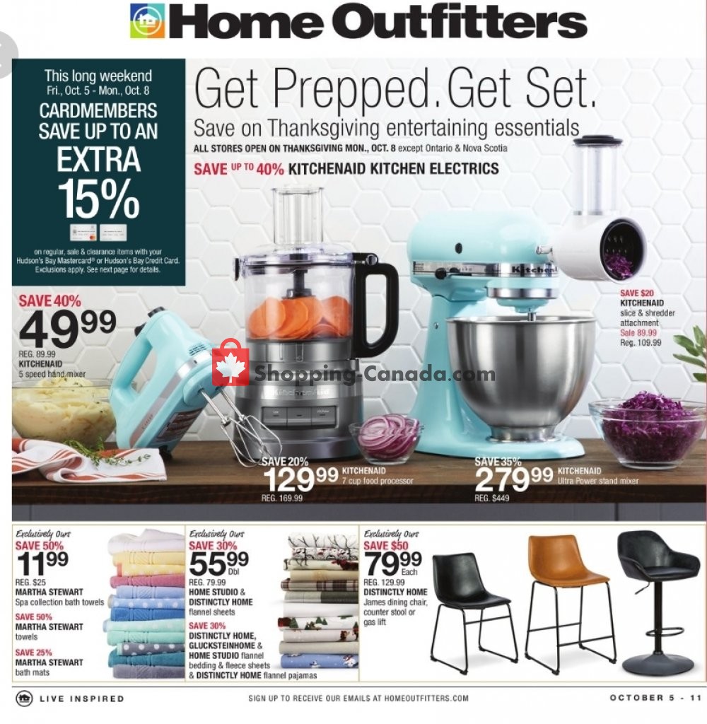 Home Outfitters flyer from Friday October 5, 2018 to Thursday October 11, 2018 - page 1