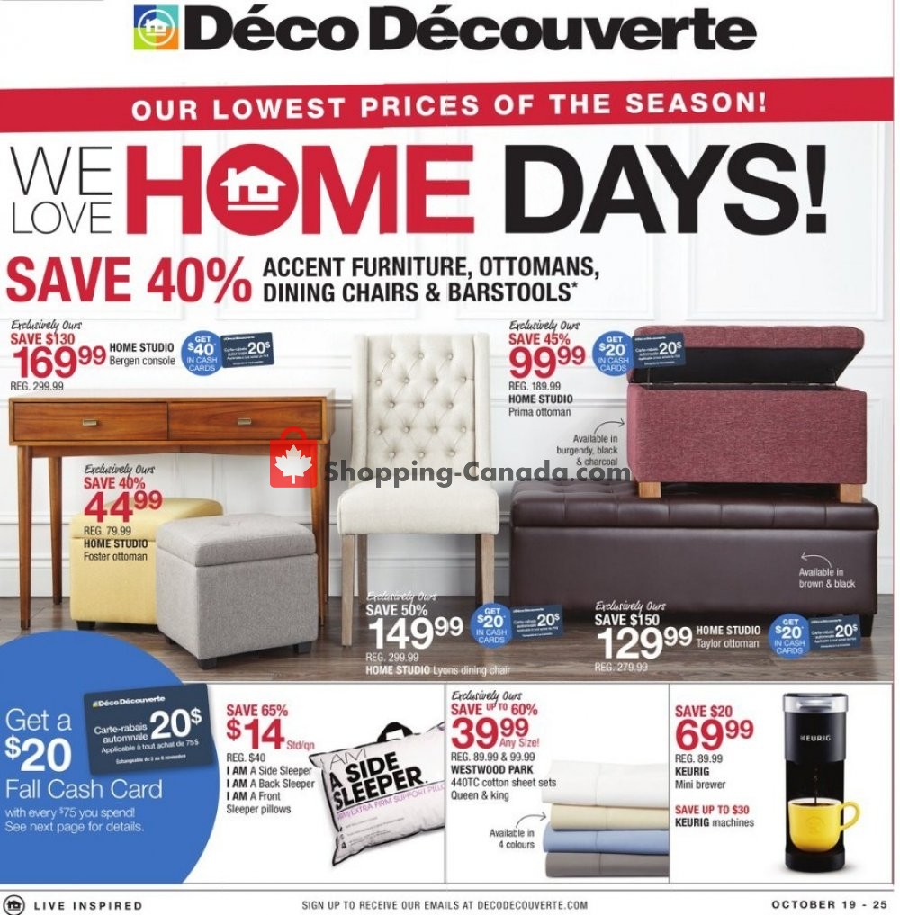 Home Outfitters flyer from Friday October 19, 2018 to Thursday October 25, 2018 - page 1