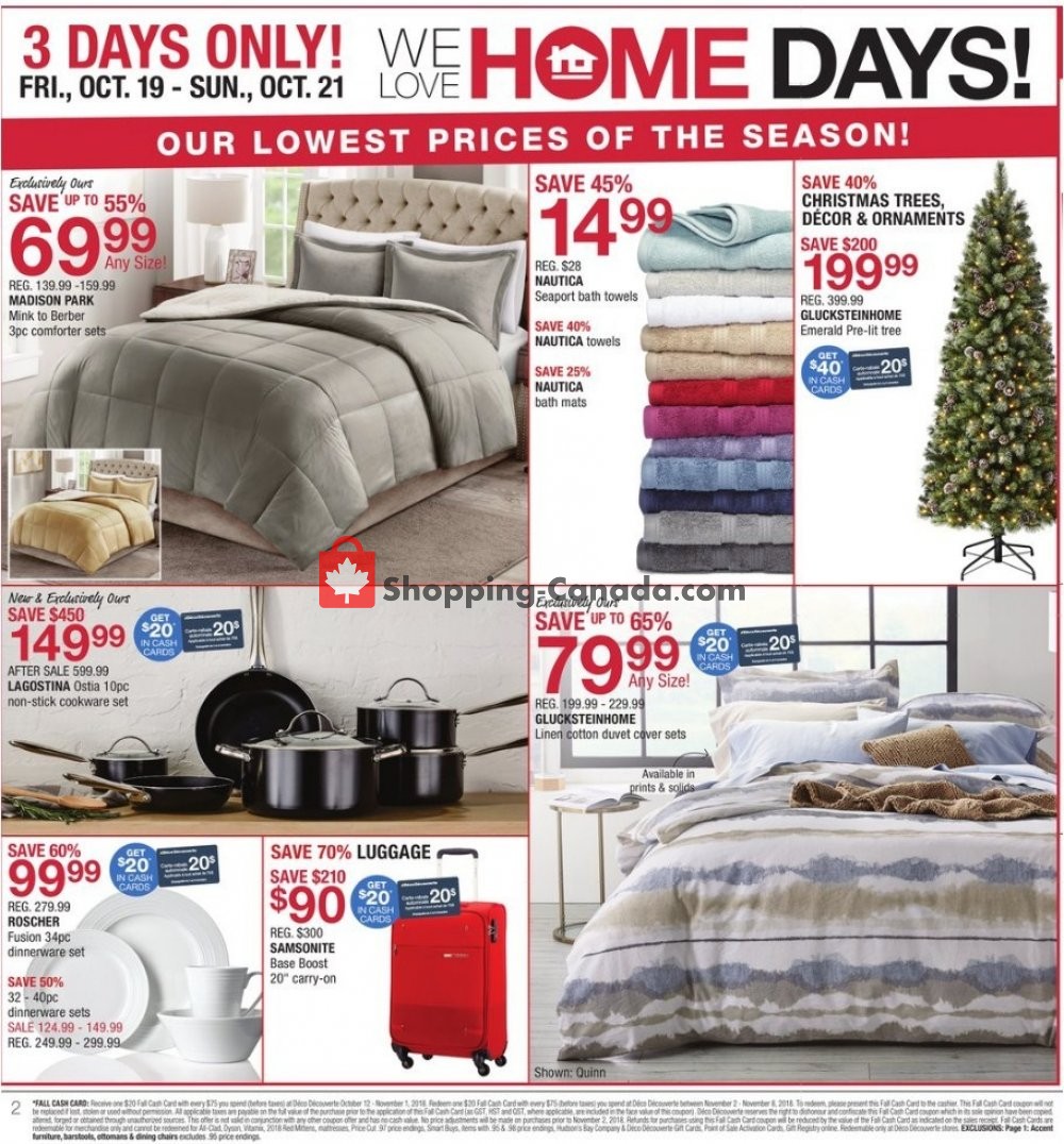 Home Outfitters flyer from Friday October 19, 2018 to Thursday October 25, 2018 - page 2