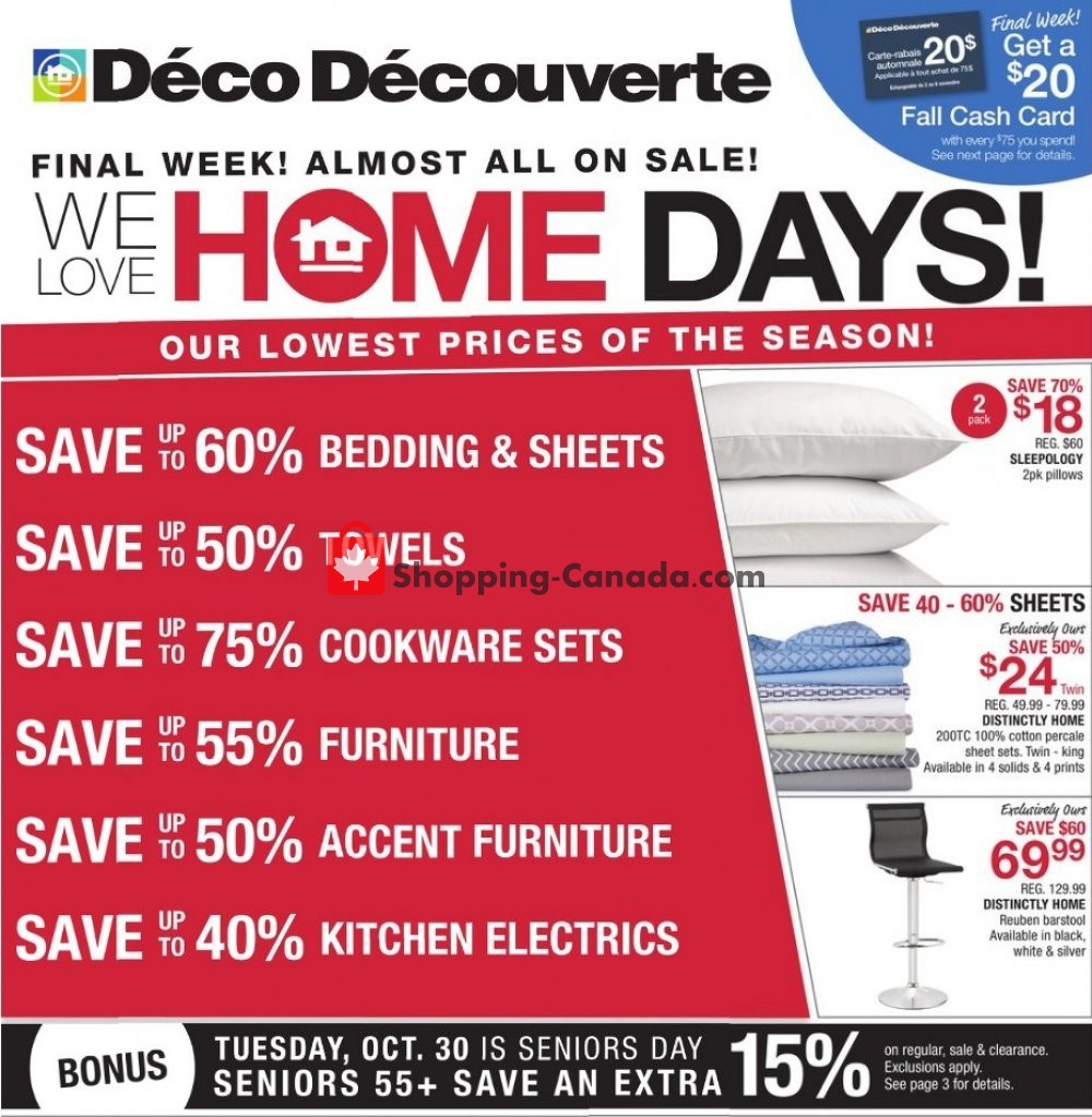 Home Outfitters flyer from Friday October 26, 2018 to Thursday November 1, 2018 - page 1