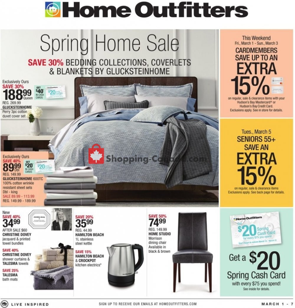Home Outfitters flyer from Friday March 1, 2019 to Thursday March 7, 2019 - page 1