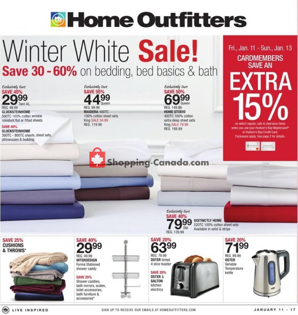 Home Outfitters flyer from Friday January 11, 2019 to Thursday January 17, 2019 - page 1