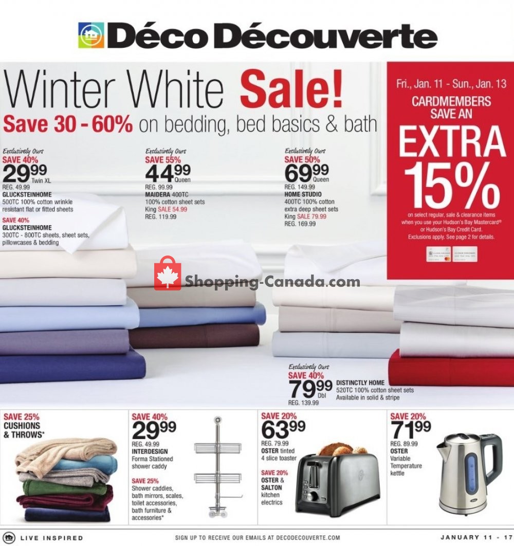 Home Outfitters flyer from Friday January 11, 2019 to Thursday January 17, 2019 - page 1