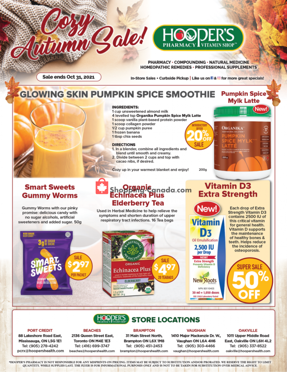 Hoopers Pharmacy flyer from Tuesday October 12, 2021 to Sunday October 31, 2021 - page 1