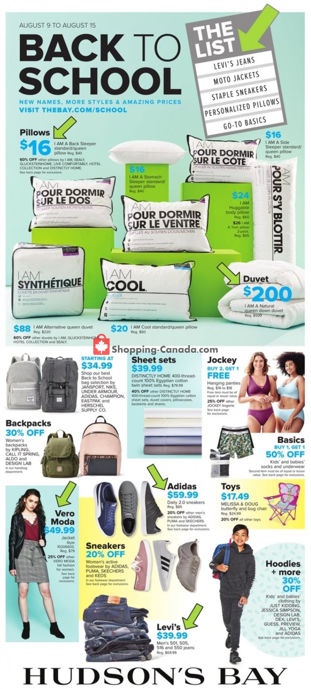 Hudson's Bay flyer from Friday August 9, 2019 to Thursday August 15, 2019 - page 1