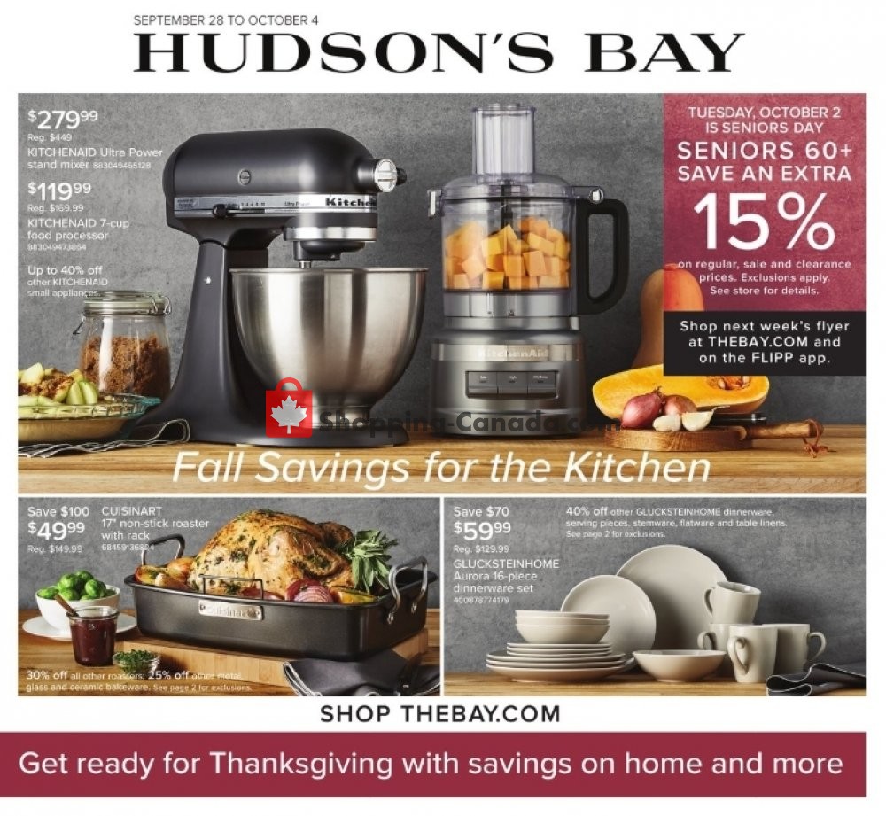 Hudson's Bay flyer from Friday September 28, 2018 to Thursday October 4, 2018 - page 1