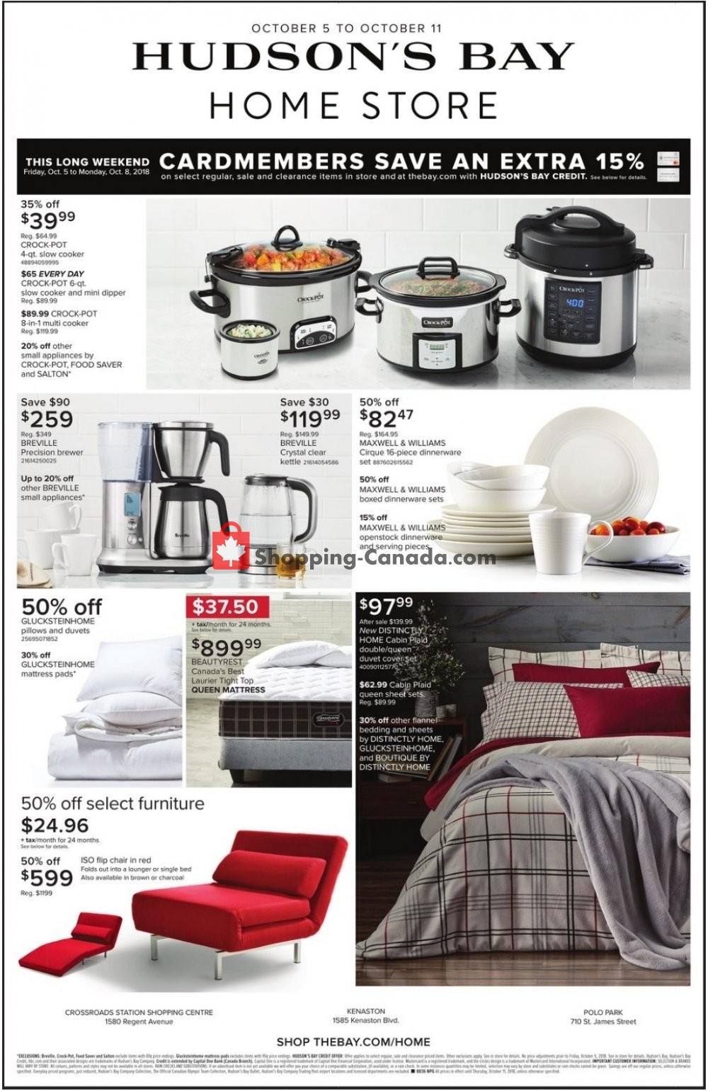 Hudson's Bay flyer from Friday October 5, 2018 to Thursday October 11, 2018 - page 1