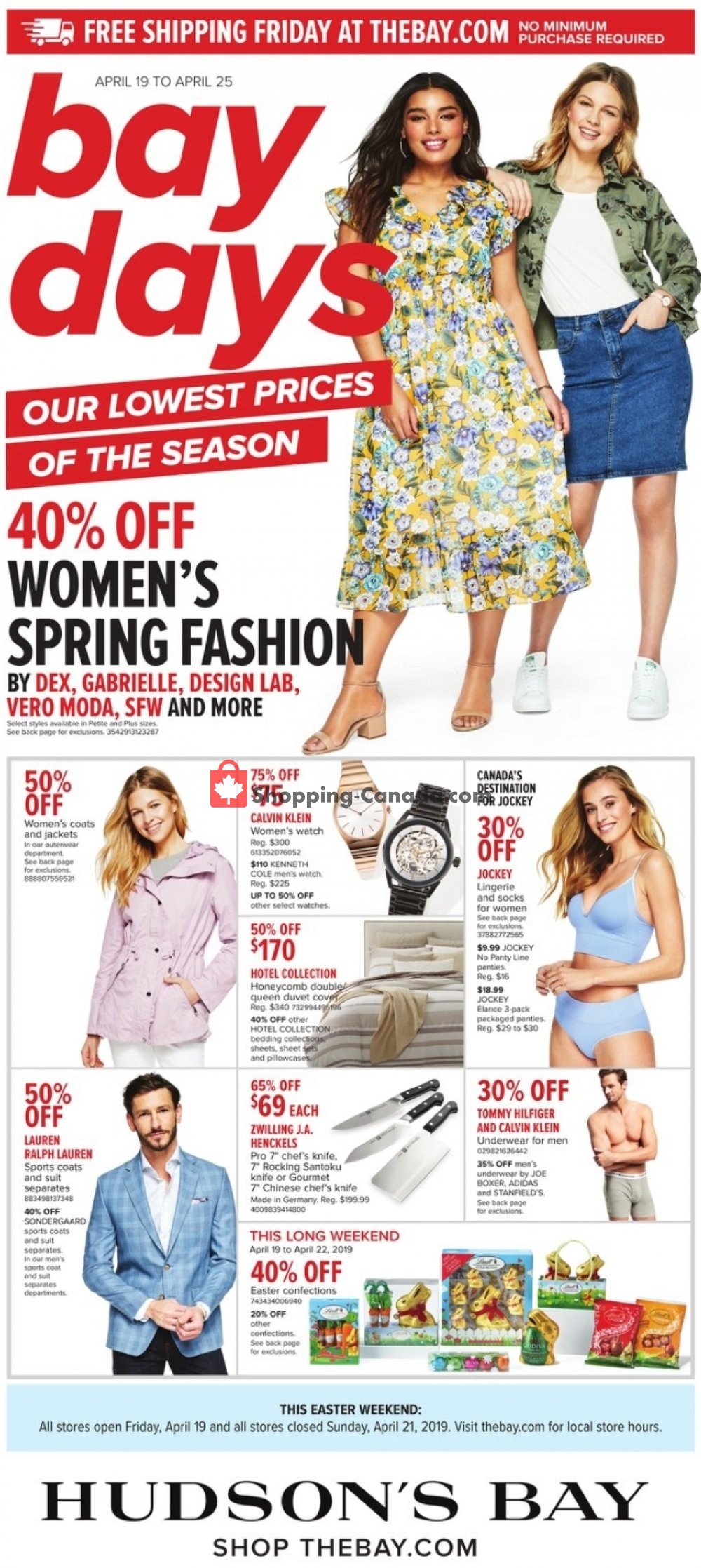 Hudson's Bay Canada, flyer (Our Lowest Prices of the Season) April