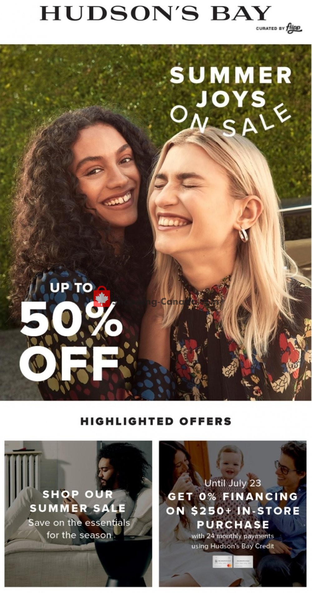 Hudson's Bay Canada, flyer (Summer Joys On Sale) July 3 July 10