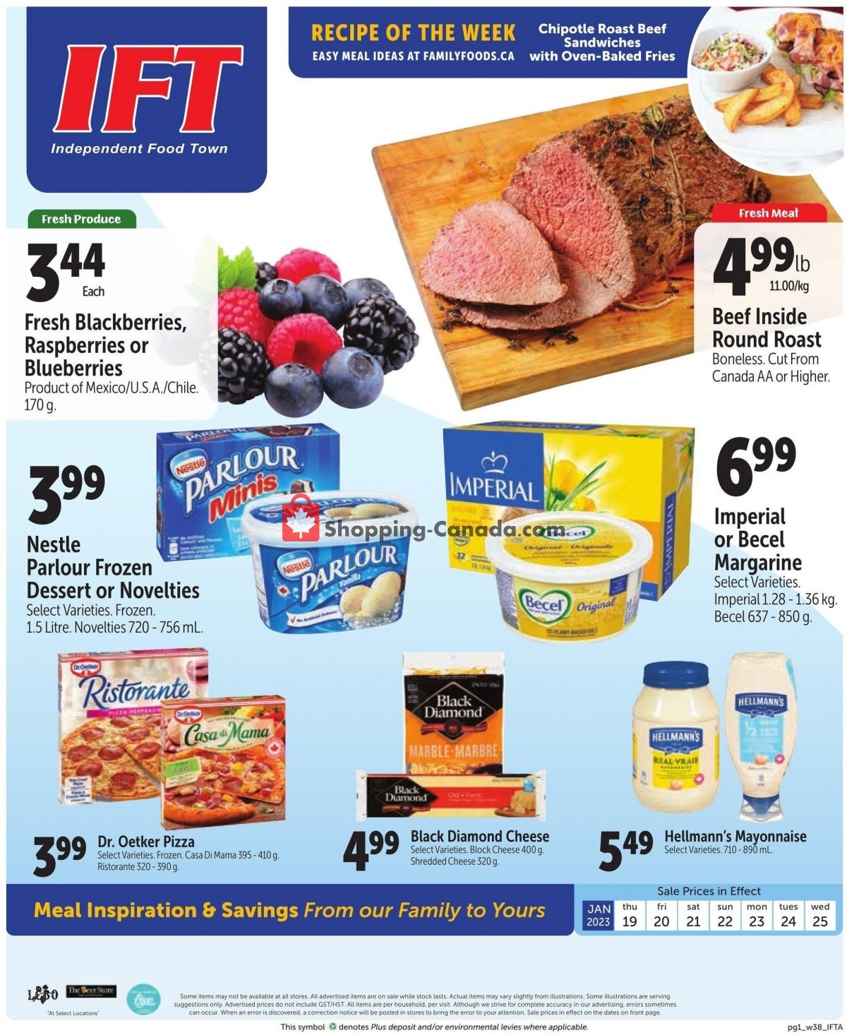IFT Independent Food Town flyer from Thursday January 19, 2023 to Wednesday January 25, 2023 - page 1