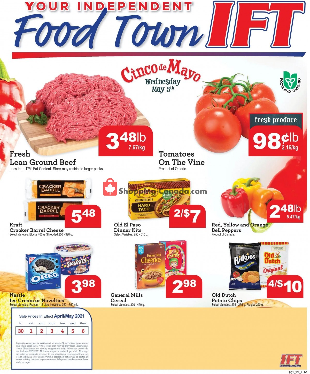 IFT Independent Food Town flyer from Friday April 30, 2021 to Thursday May 6, 2021 - page 1