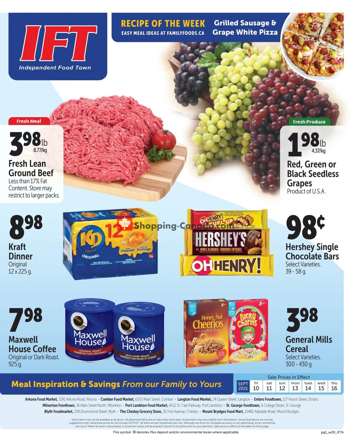 IFT Independent Food Town flyer from Friday September 10, 2021 to Thursday September 16, 2021 - page 1