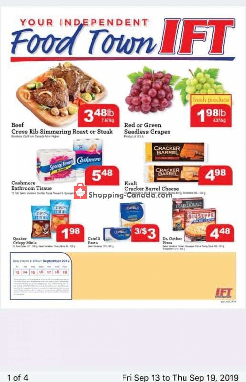 IFT Independent Food Town flyer from Friday September 13, 2019 to Thursday September 19, 2019 - page 1
