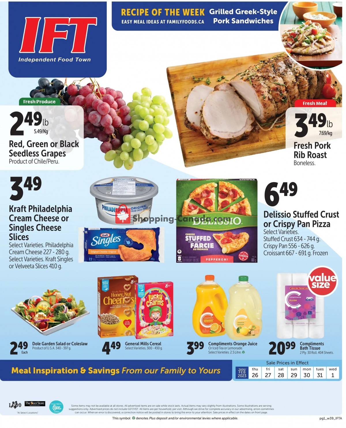 IFT Independent Food Town flyer from Thursday January 26, 2023 to Wednesday February 1, 2023 - page 1