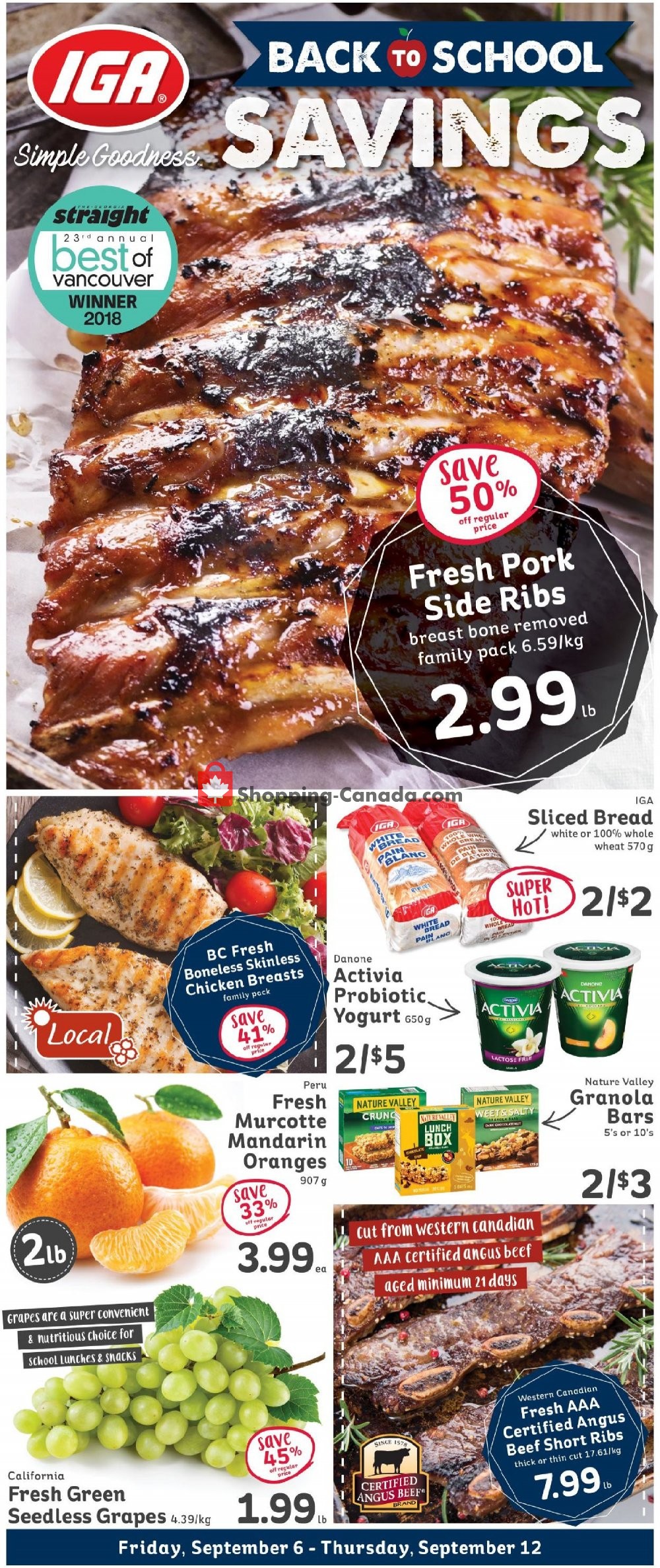 IGA Extra flyer from Friday September 6, 2019 to Thursday September 12, 2019 - page 1