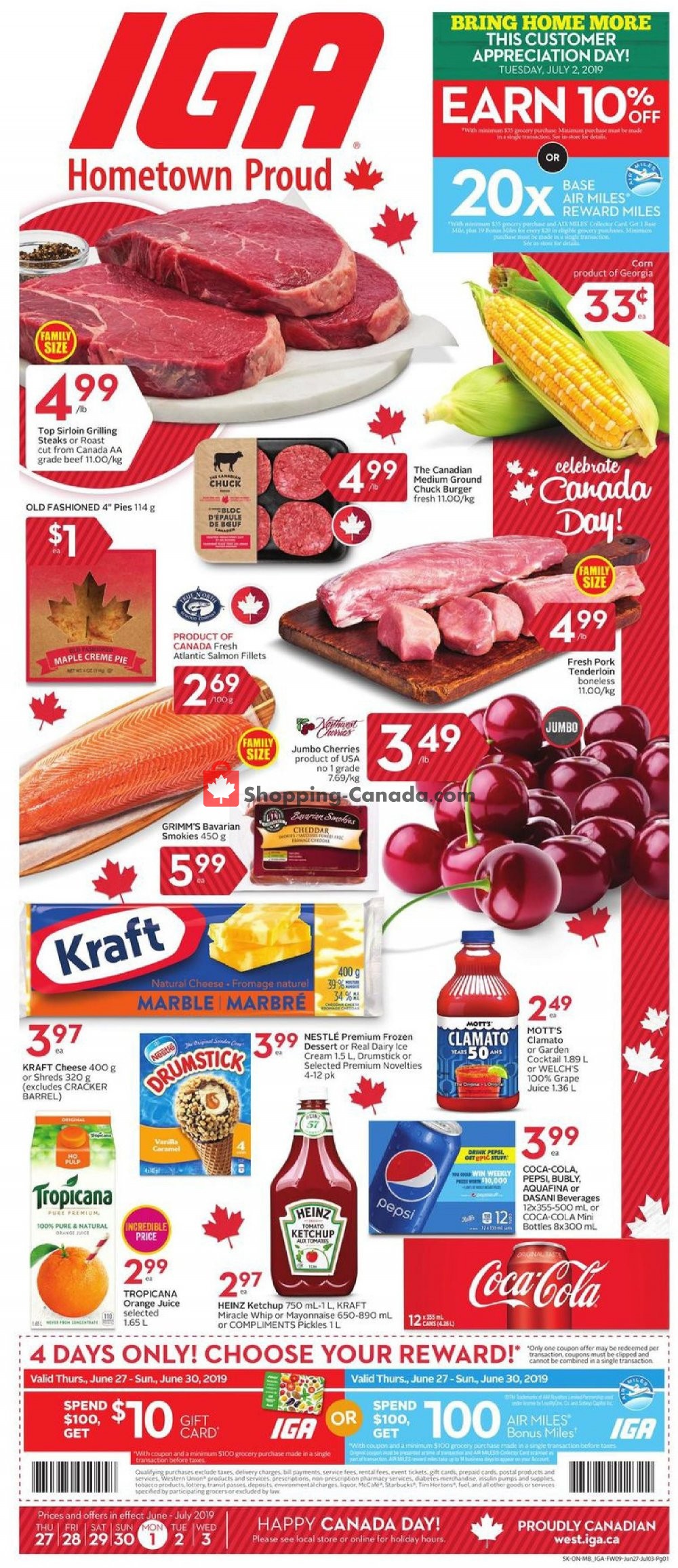 IGA Extra flyer from Thursday June 27, 2019 to Wednesday July 3, 2019 - page 1
