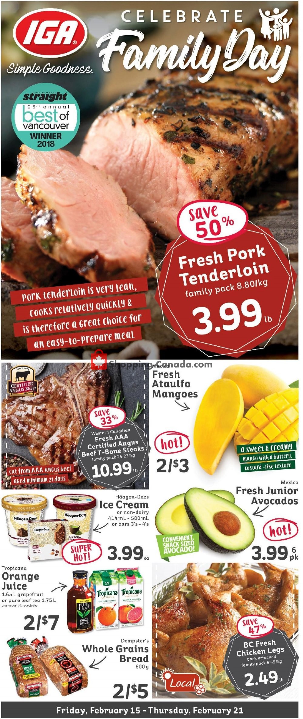 IGA Extra flyer from Friday February 15, 2019 to Thursday February 21, 2019 - page 1