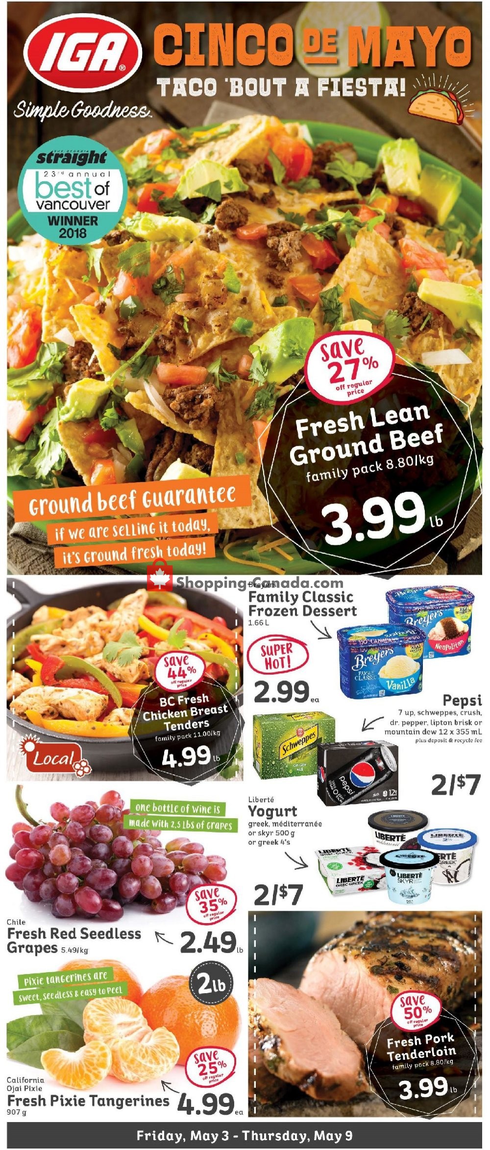 IGA Extra flyer from Friday May 3, 2019 to Thursday May 9, 2019 - page 1