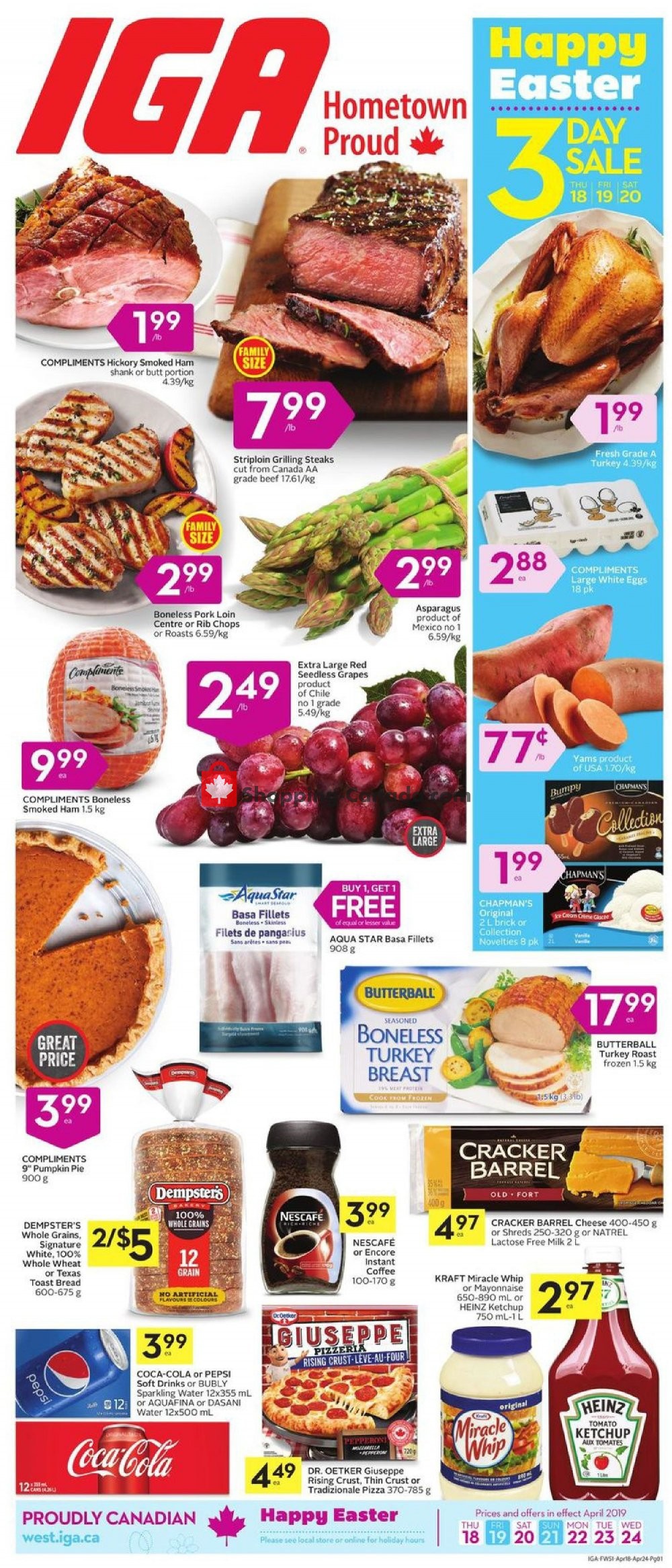 IGA Extra flyer from Thursday April 18, 2019 to Wednesday April 24, 2019 - page 1