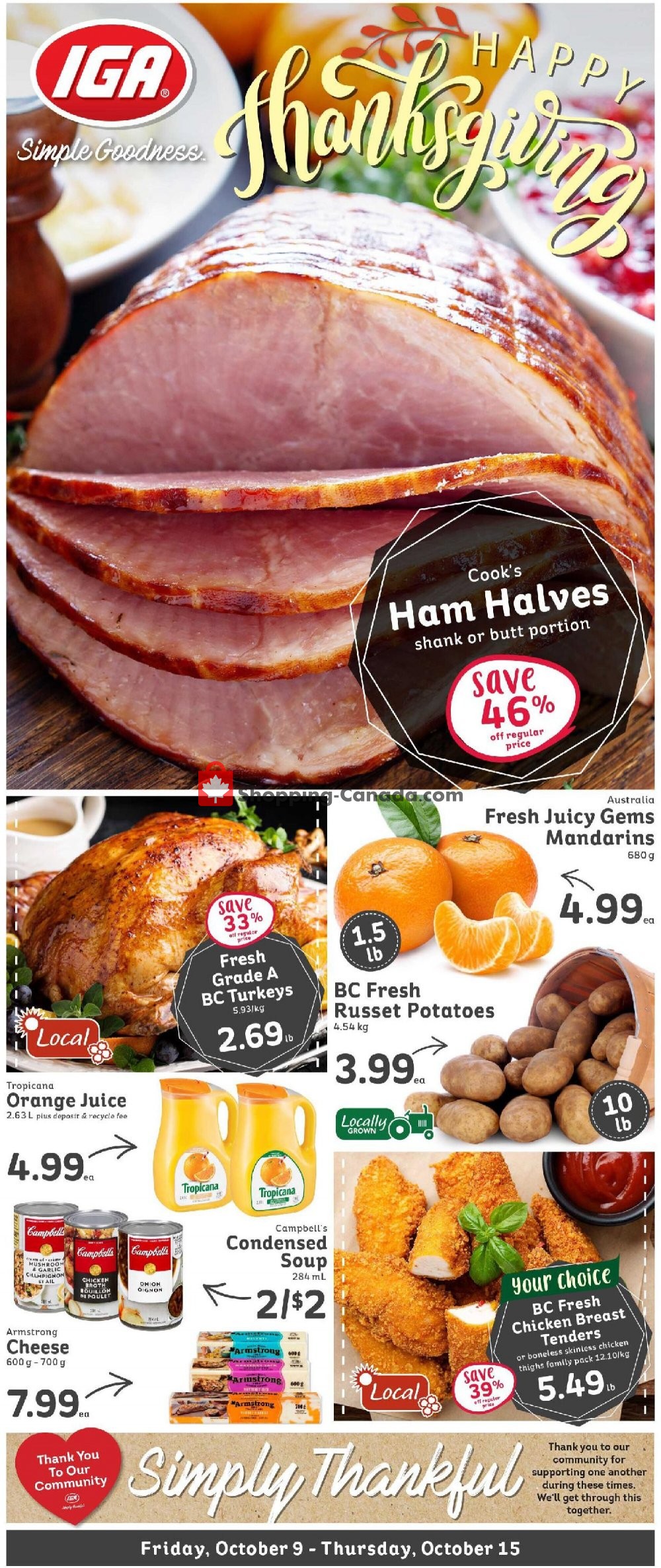 IGA Extra flyer from Friday October 9, 2020 to Thursday October 15, 2020 - page 1