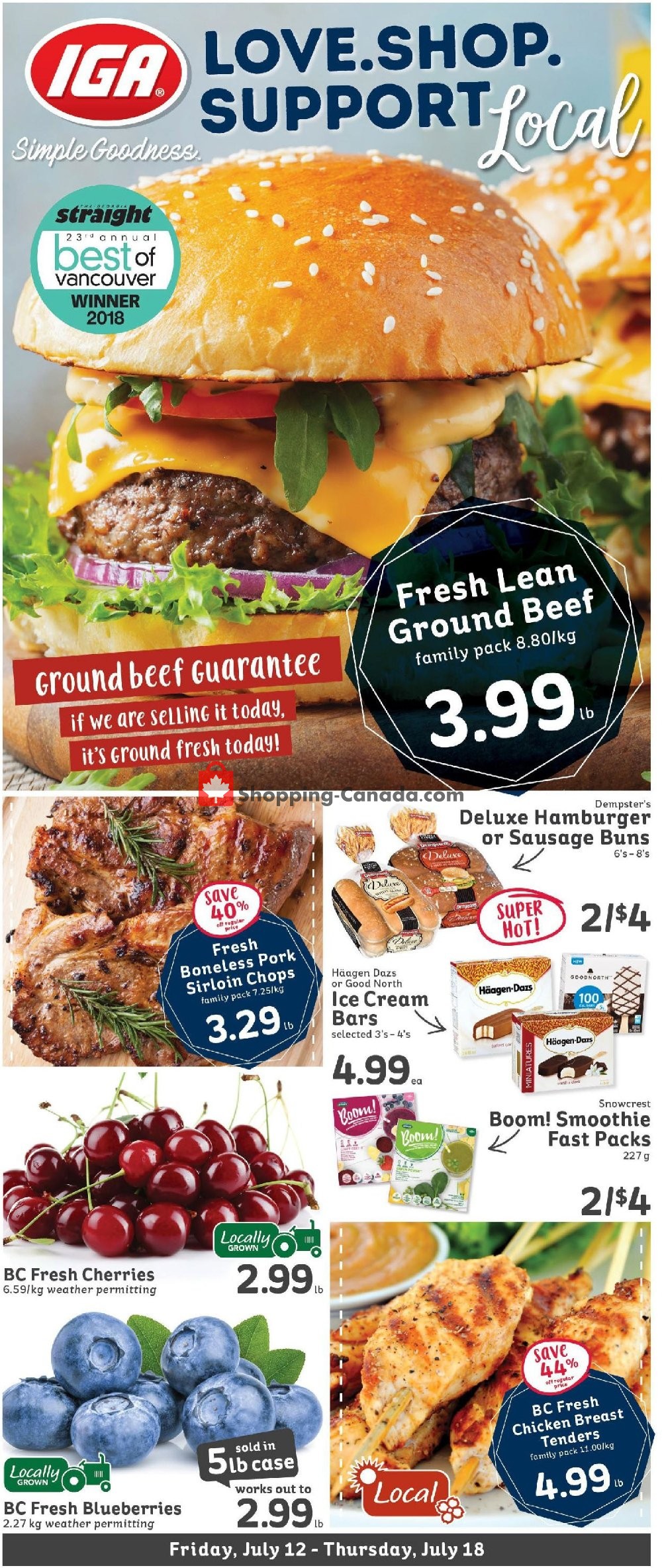 IGA Extra flyer from Friday July 12, 2019 to Thursday July 18, 2019 - page 1