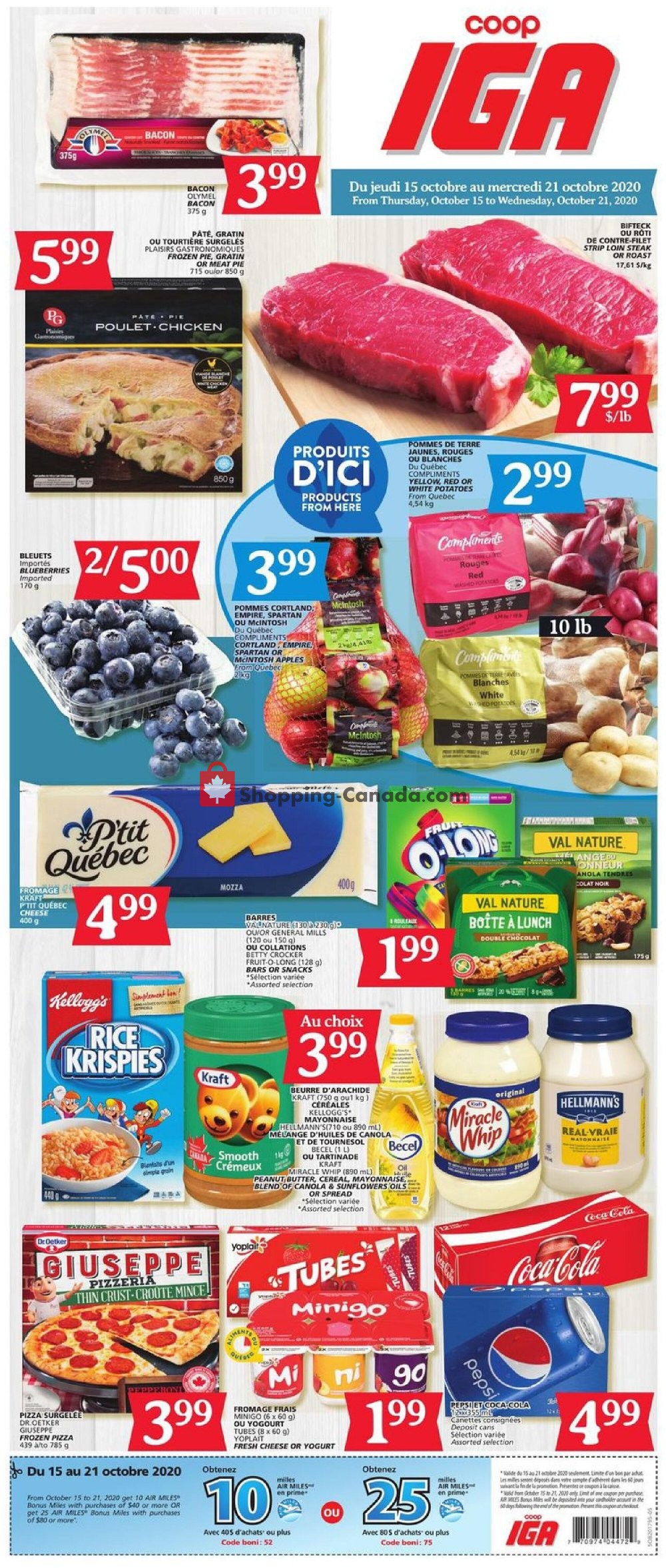 IGA Extra flyer from Thursday October 15, 2020 to Wednesday October 21, 2020 - page 1