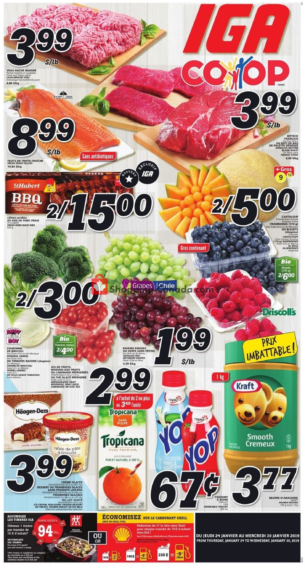 IGA Extra flyer from Thursday January 24, 2019 to Wednesday January 30, 2019 - page 1