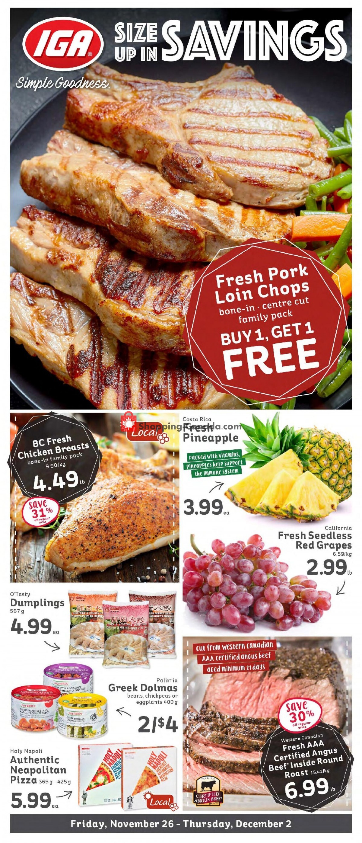 IGA Extra Canada, flyer (Size Up In Savings) November 26 December
