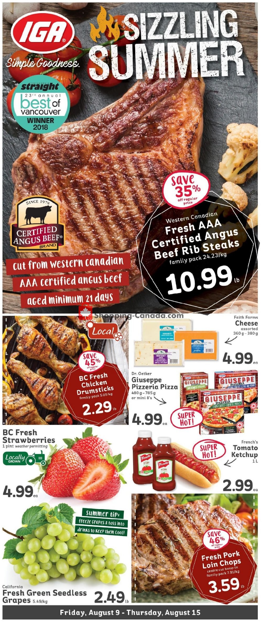 IGA Extra flyer from Friday August 9, 2019 to Thursday August 15, 2019 - page 1