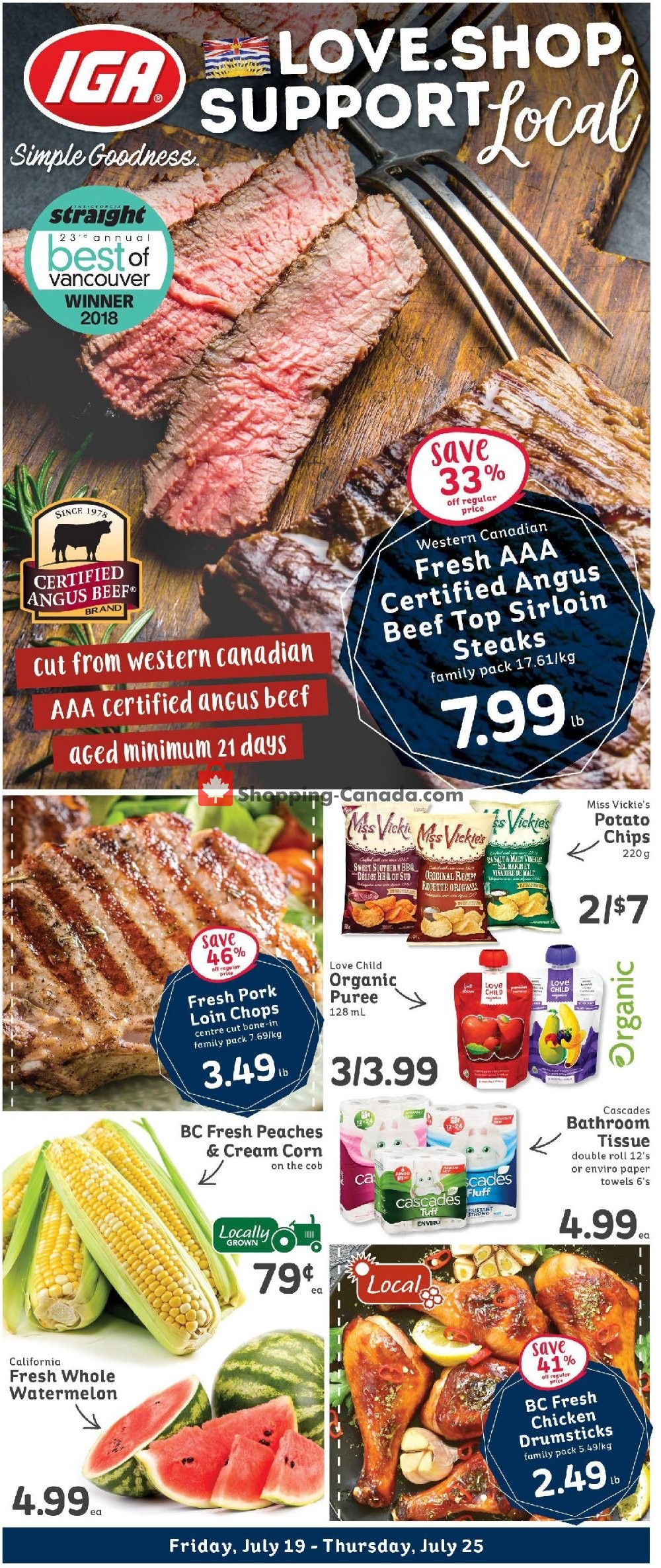 IGA Extra flyer from Friday July 19, 2019 to Thursday July 25, 2019 - page 1