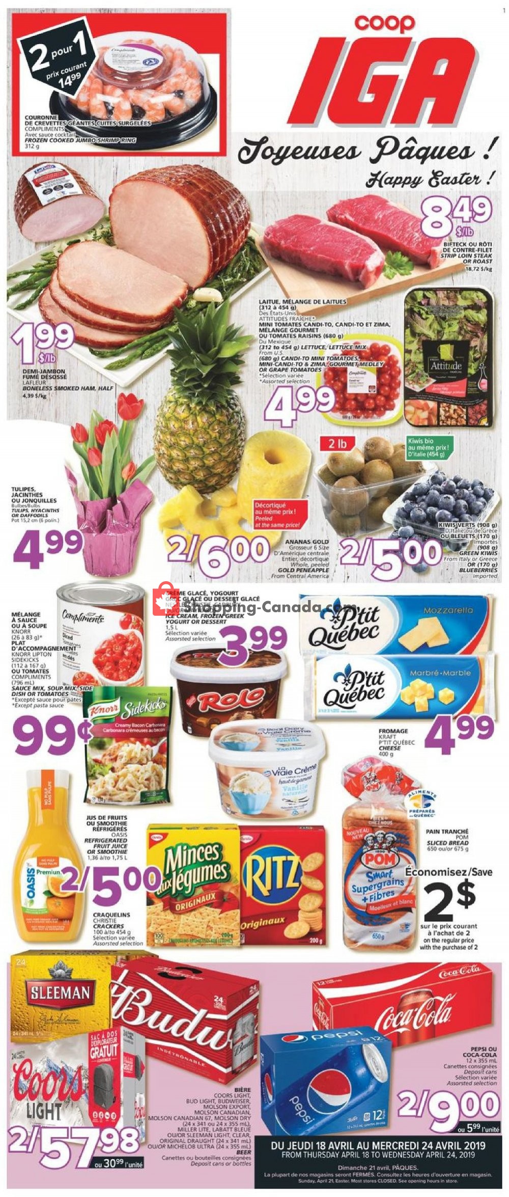 IGA Extra flyer from Thursday April 18, 2019 to Wednesday April 24, 2019 - page 1