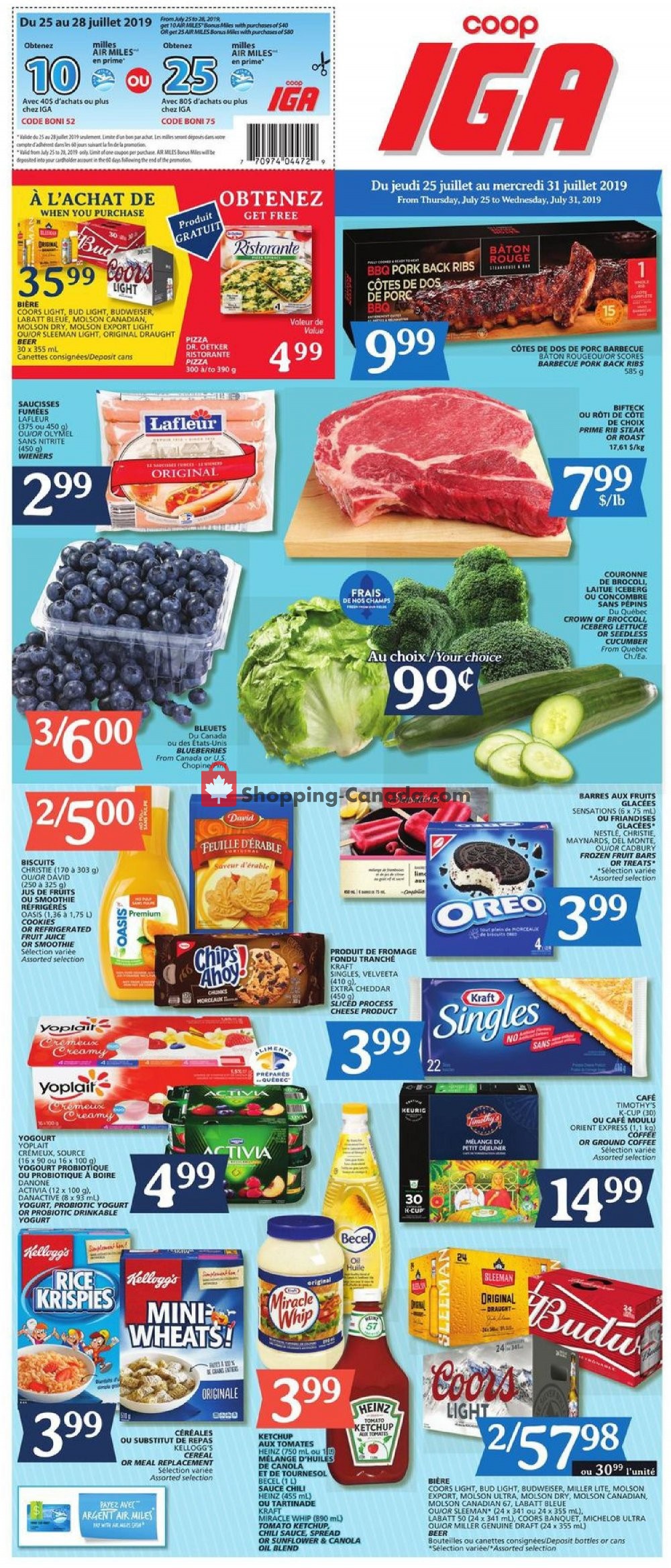 IGA Extra flyer from Thursday July 25, 2019 to Wednesday July 31, 2019 - page 1