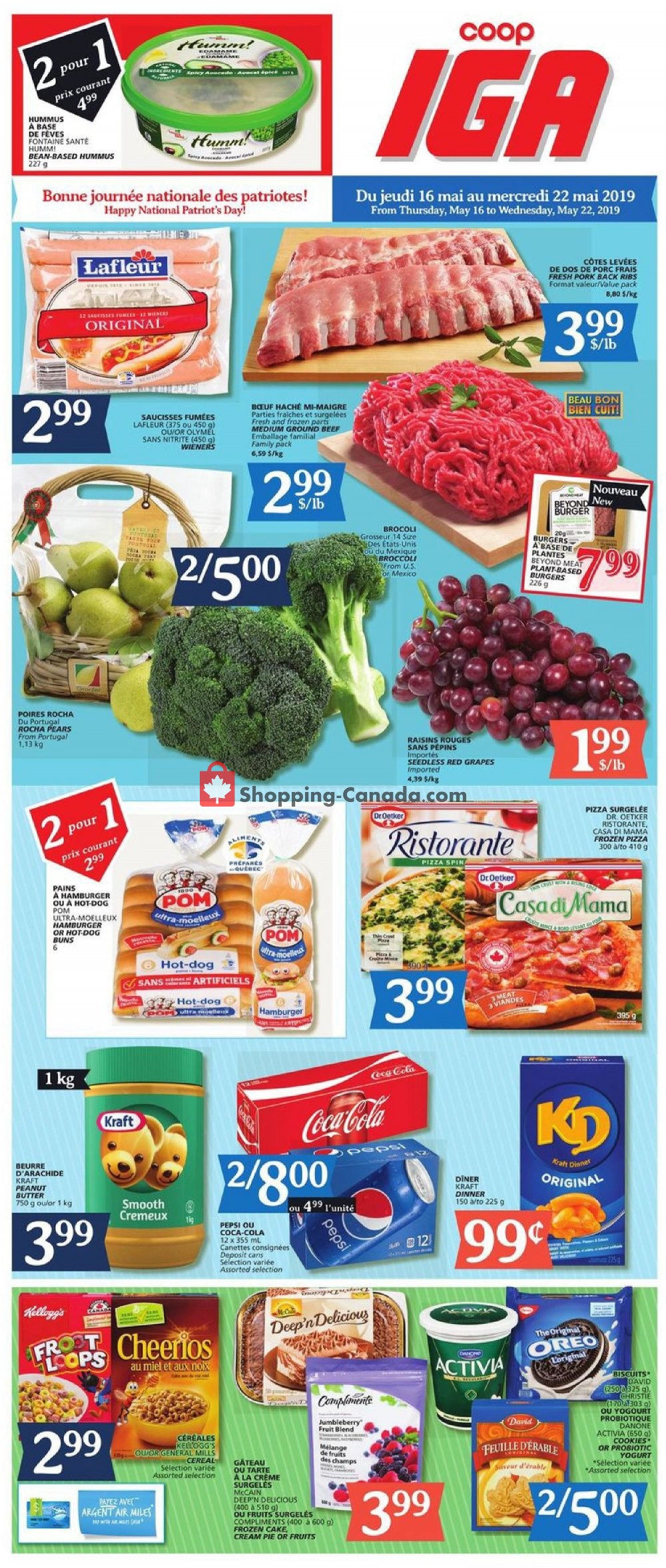 IGA Extra flyer from Thursday May 16, 2019 to Wednesday May 22, 2019 - page 1