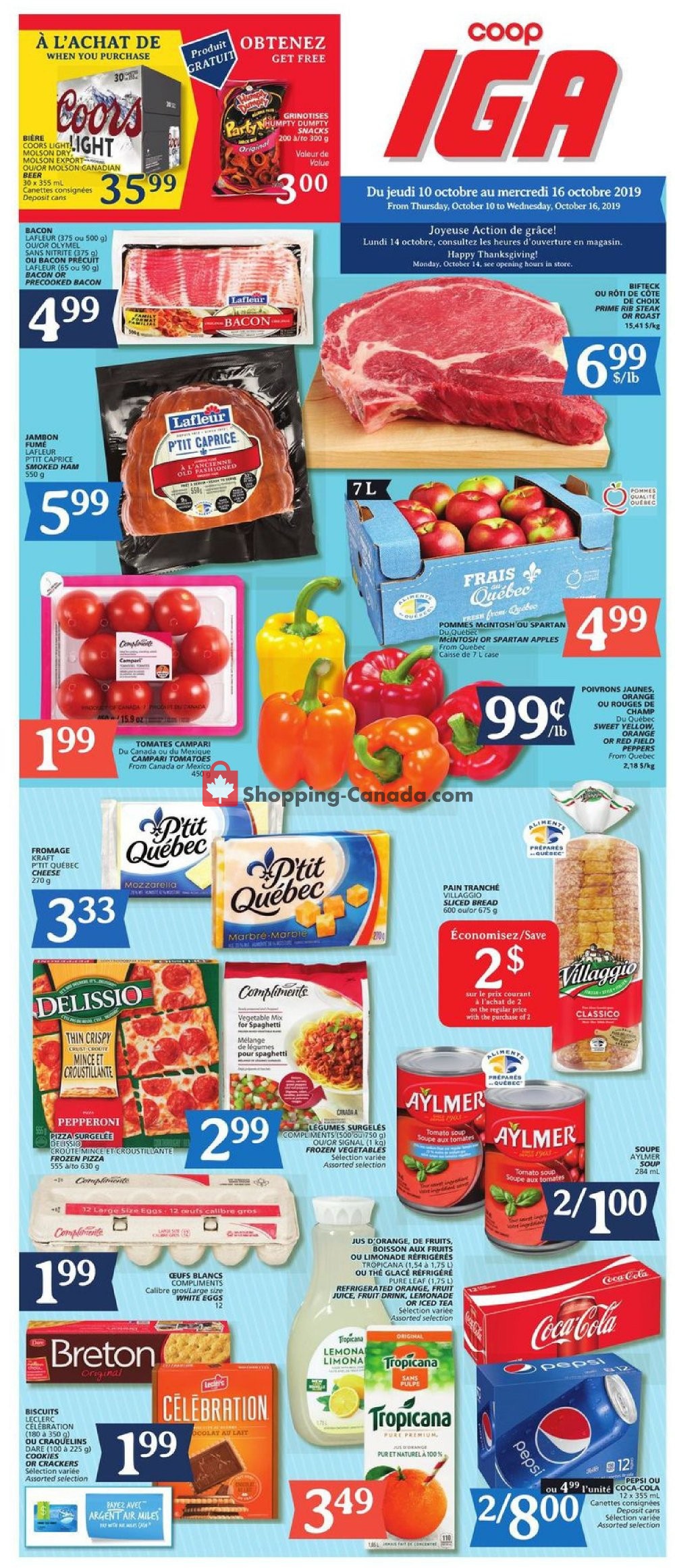 IGA Extra flyer from Thursday October 10, 2019 to Wednesday October 16, 2019 - page 1