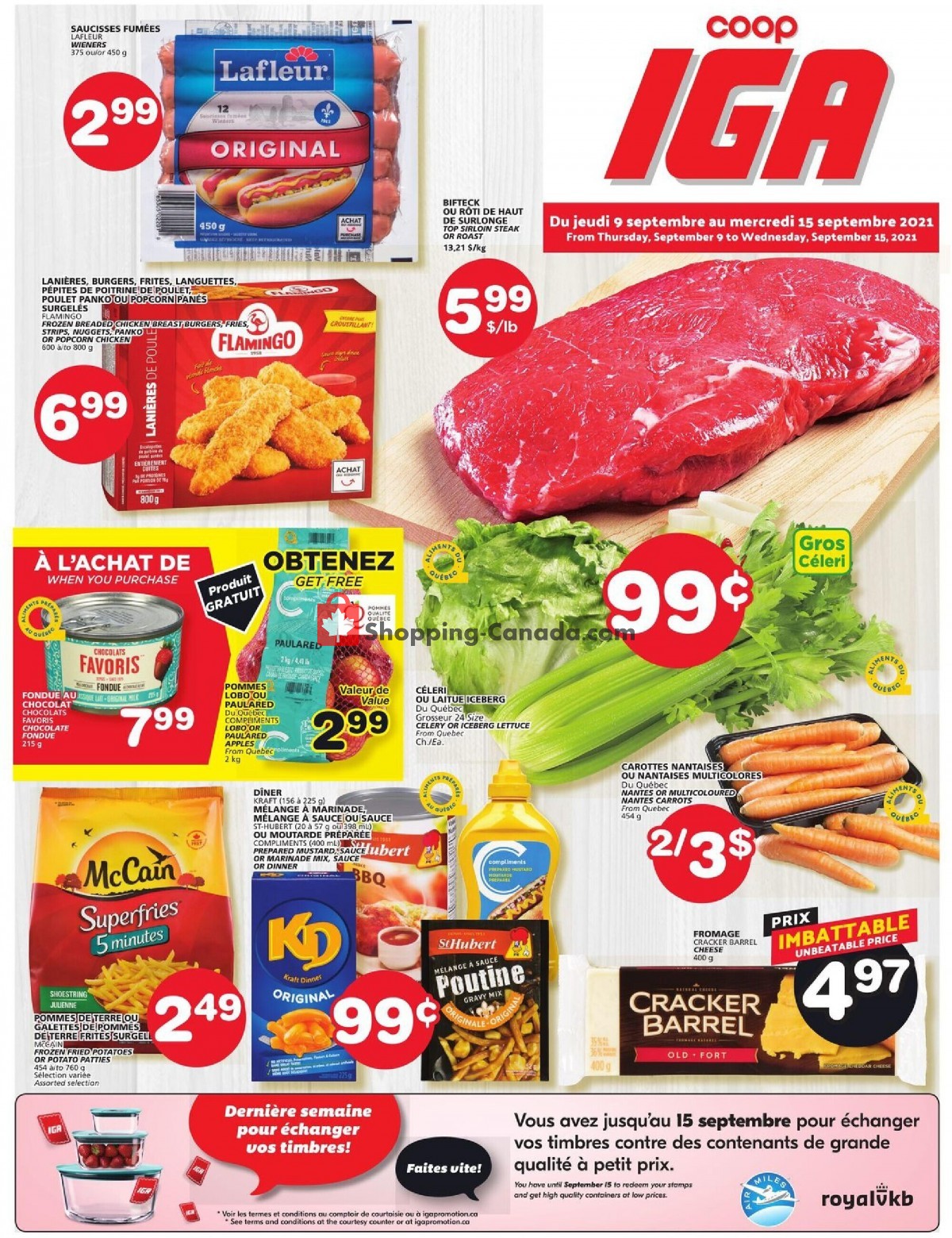 IGA Extra flyer from Thursday September 9, 2021 to Wednesday September 15, 2021 - page 1
