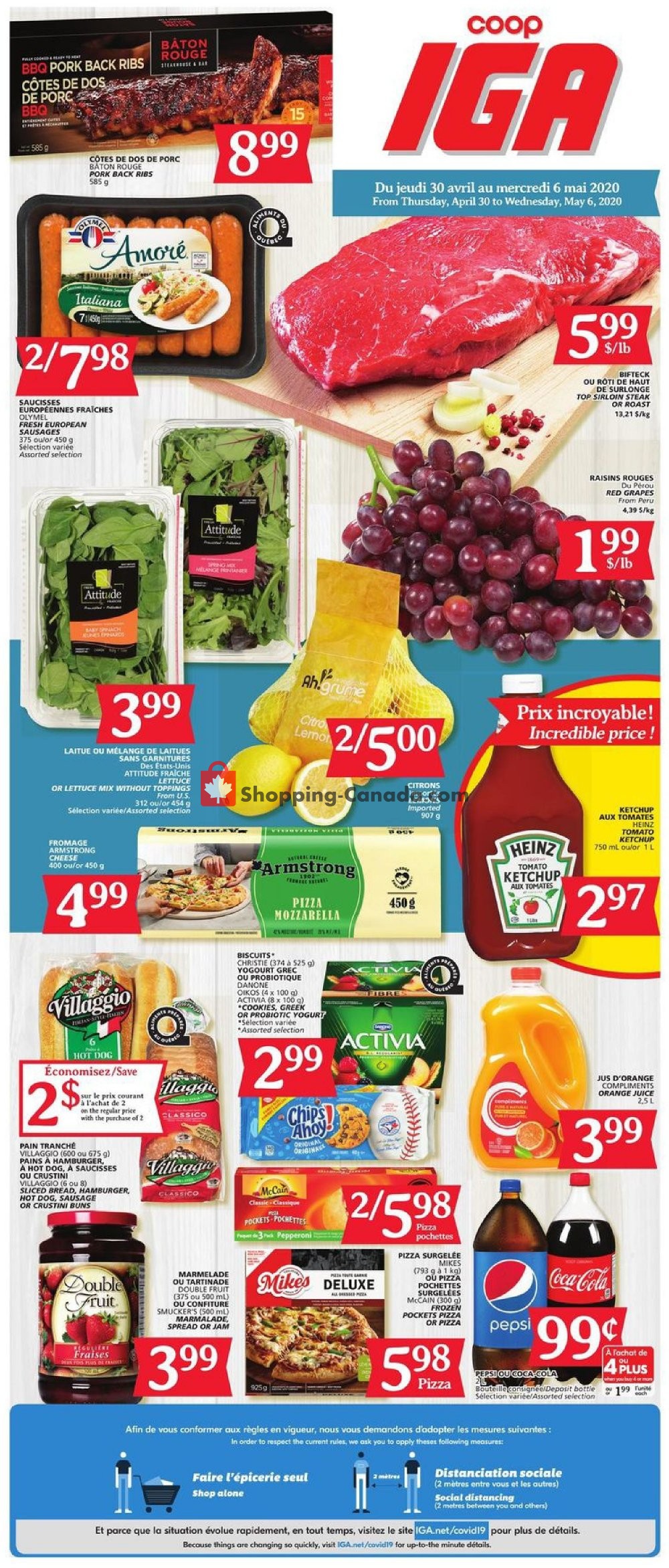 IGA Extra flyer from Thursday April 30, 2020 to Wednesday May 6, 2020 - page 1