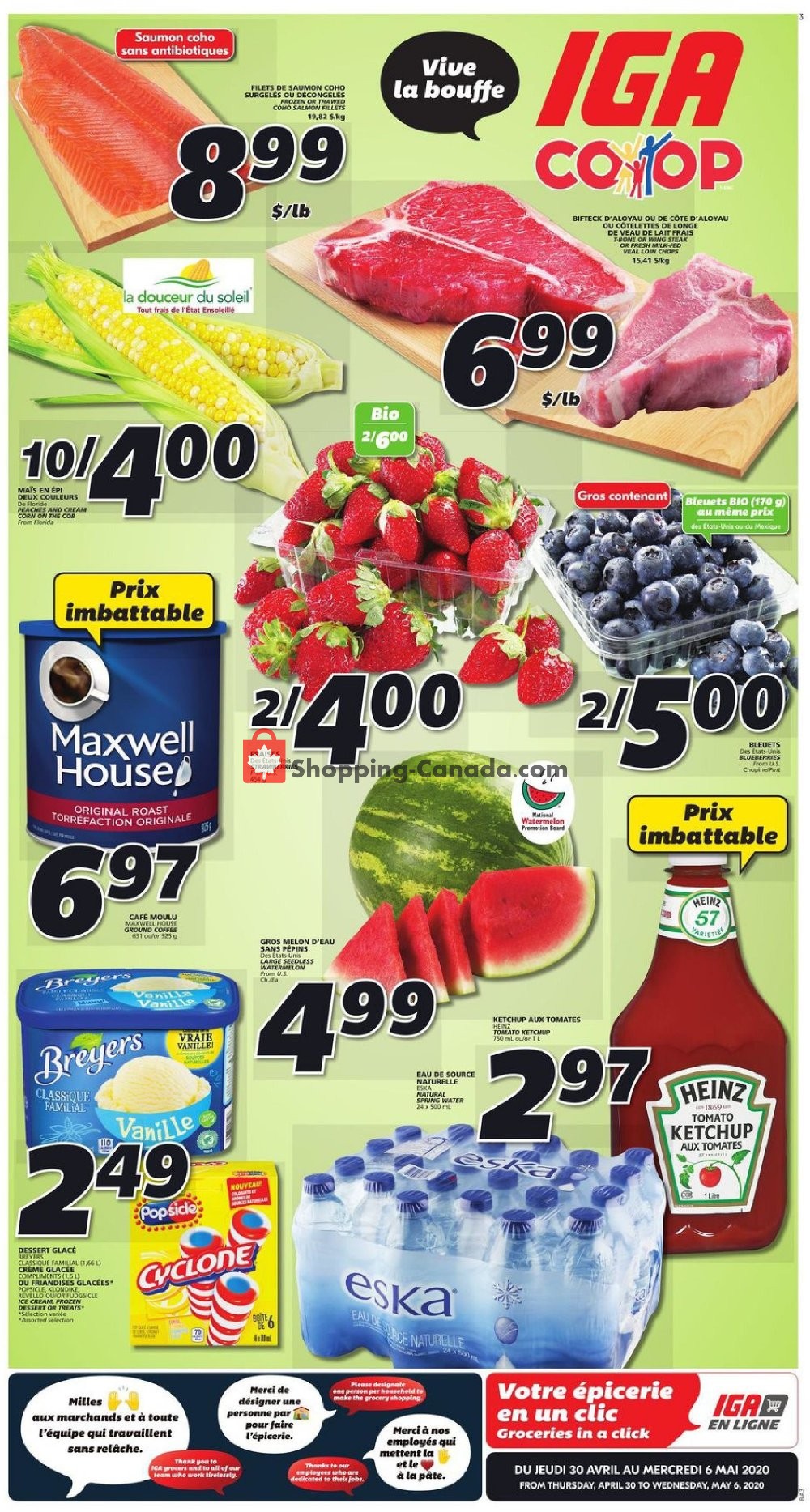 IGA Extra flyer from Thursday April 30, 2020 to Wednesday May 6, 2020 - page 1