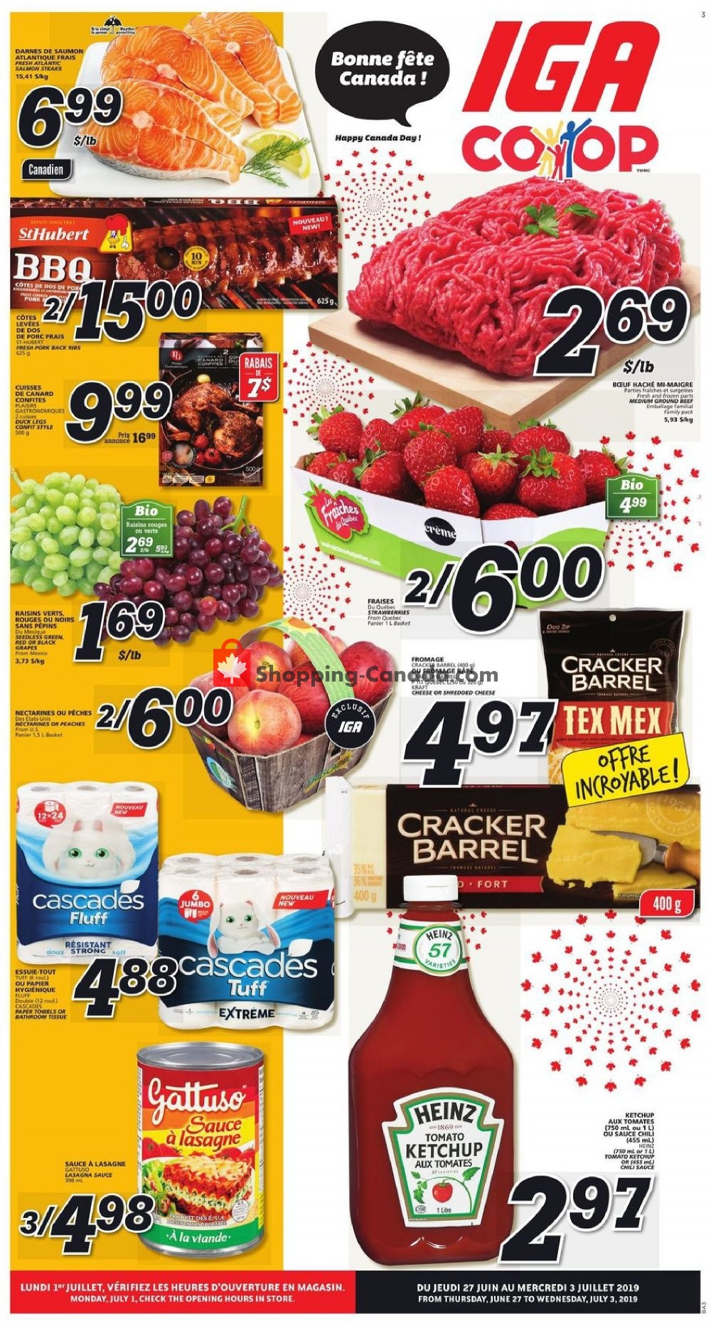 IGA Extra flyer from Thursday June 27, 2019 to Wednesday July 3, 2019 - page 1