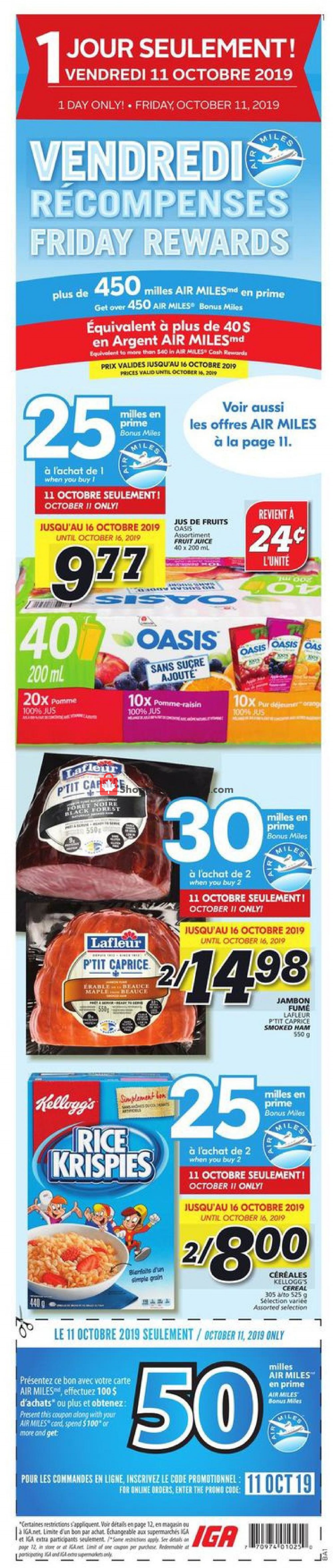 IGA Extra flyer from Thursday October 10, 2019 to Wednesday October 16, 2019 - page 1